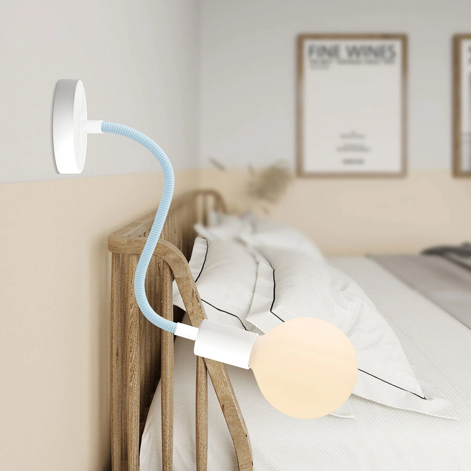 Creative Flex kit, flexible tube covered in RM76 Sugar Paper Blue fabric with metal terminals - Image 3