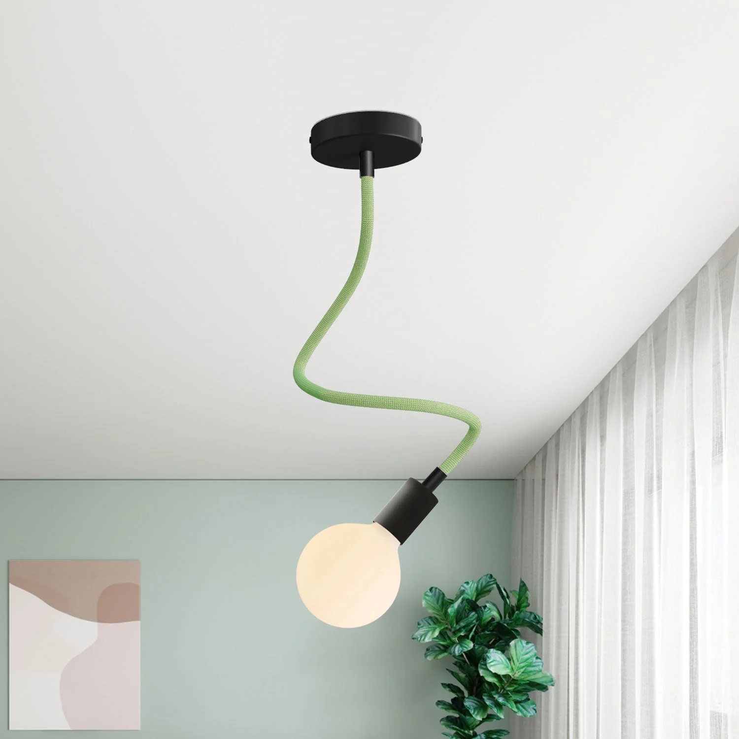 Creative Flex kit flexible tube covered in RM77 Meadow Green fabric with metal end caps - Image 16