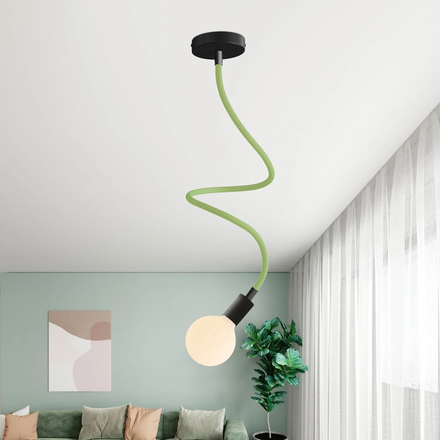 Creative Flex kit flexible tube covered in RM77 Meadow Green fabric with metal end caps - Image 18