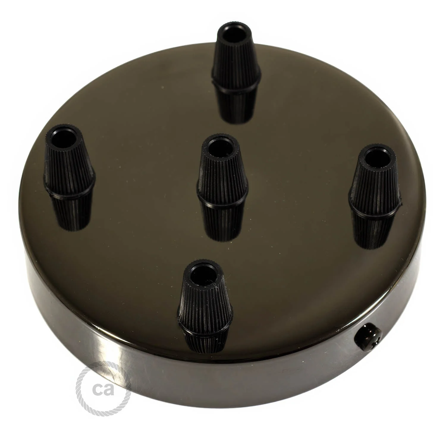 5-hole cylindrical metal ceiling rose kit - Pearl black - Image 2