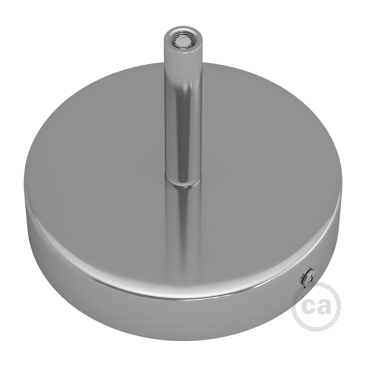 Cylindrical ceiling rose kit in metal with 7 cm cable clamp - Chrome - Image 2