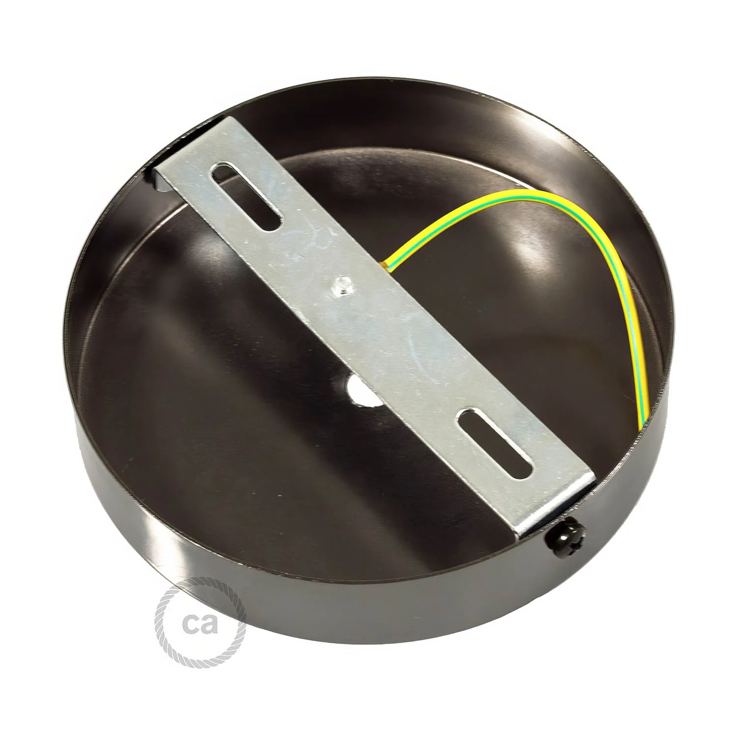 Cylindrical metal ceiling rose kit with 15 cm cable clamp - Pearl black - Image 4