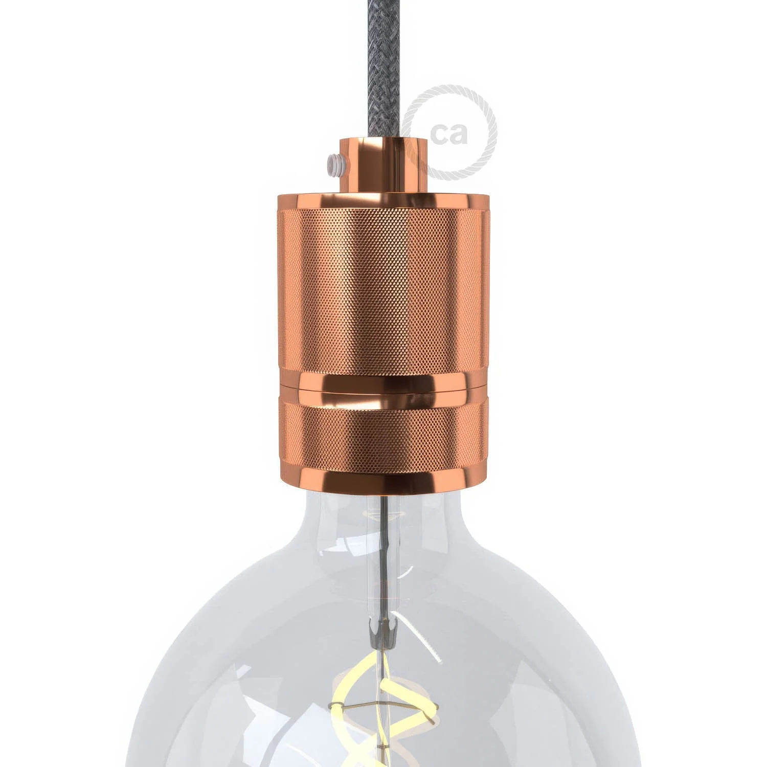 E27 aluminium knurled lamp holder kit with double ring for lampshade - Copper