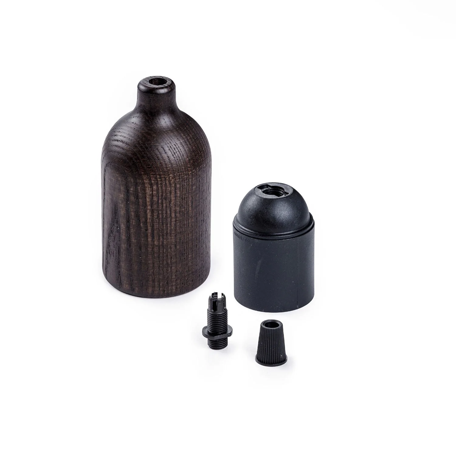 E27 wooden lamp holder kit with hidden cable clamp - Wengé effect - Image 2