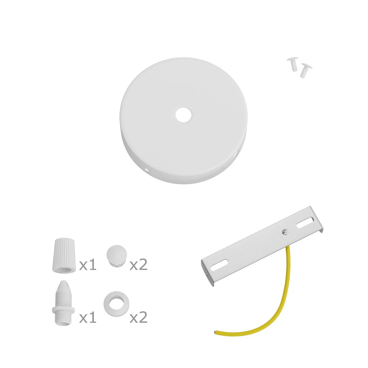 Mini kit cylindrical ceiling rose in metal with 1 central hole and 2 side holes - Matt white - Image 3
