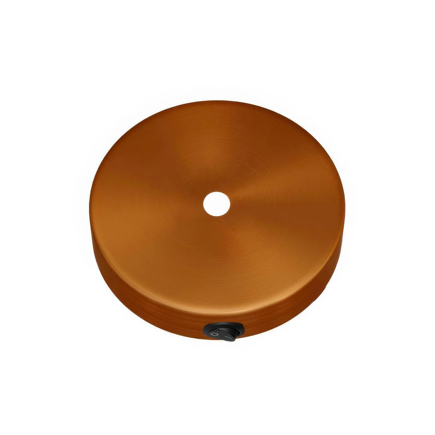 Mini cylindrical ceiling rose kit in metal with switch – Satin copper - Image 2