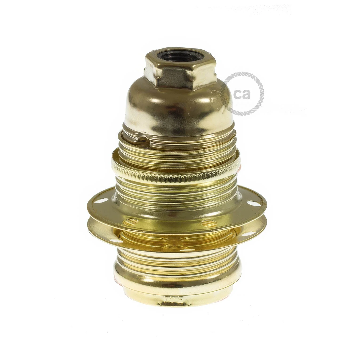 E14 metal lamp holder kit with double ring for lampshade - Brass - Image 6