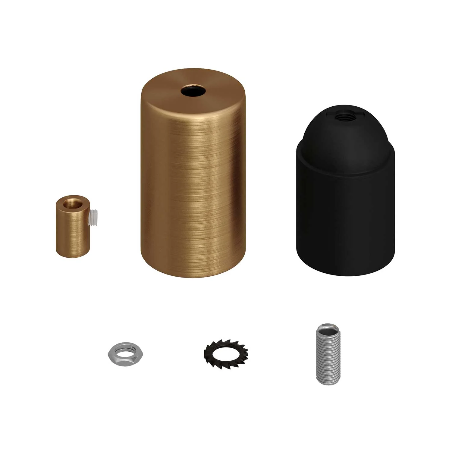 Cylindrical E27 metal lamp holder kit - Satin bronze - Image 6