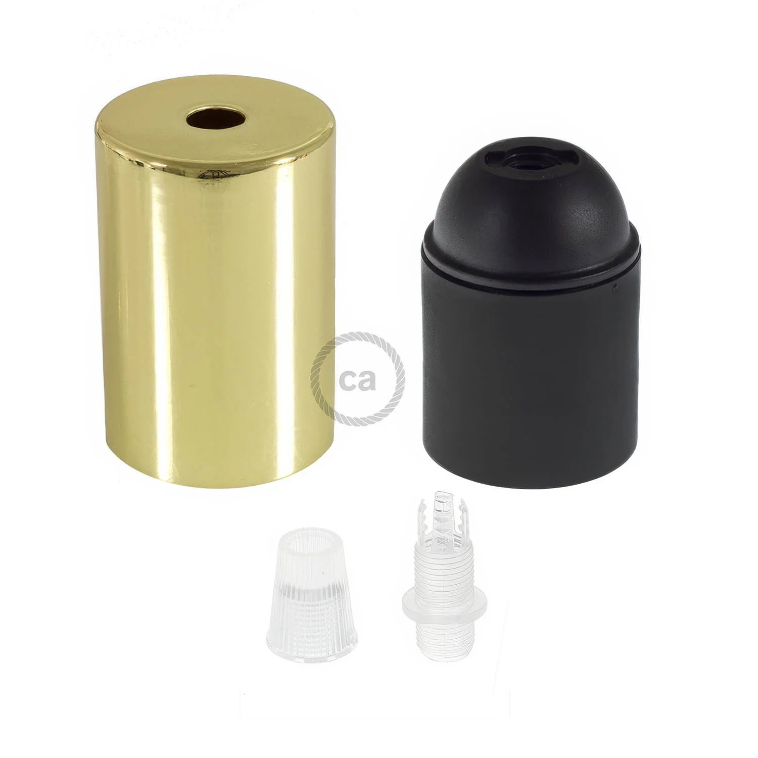 E27 cylindrical metal lamp holder kit - Brass - Image 2