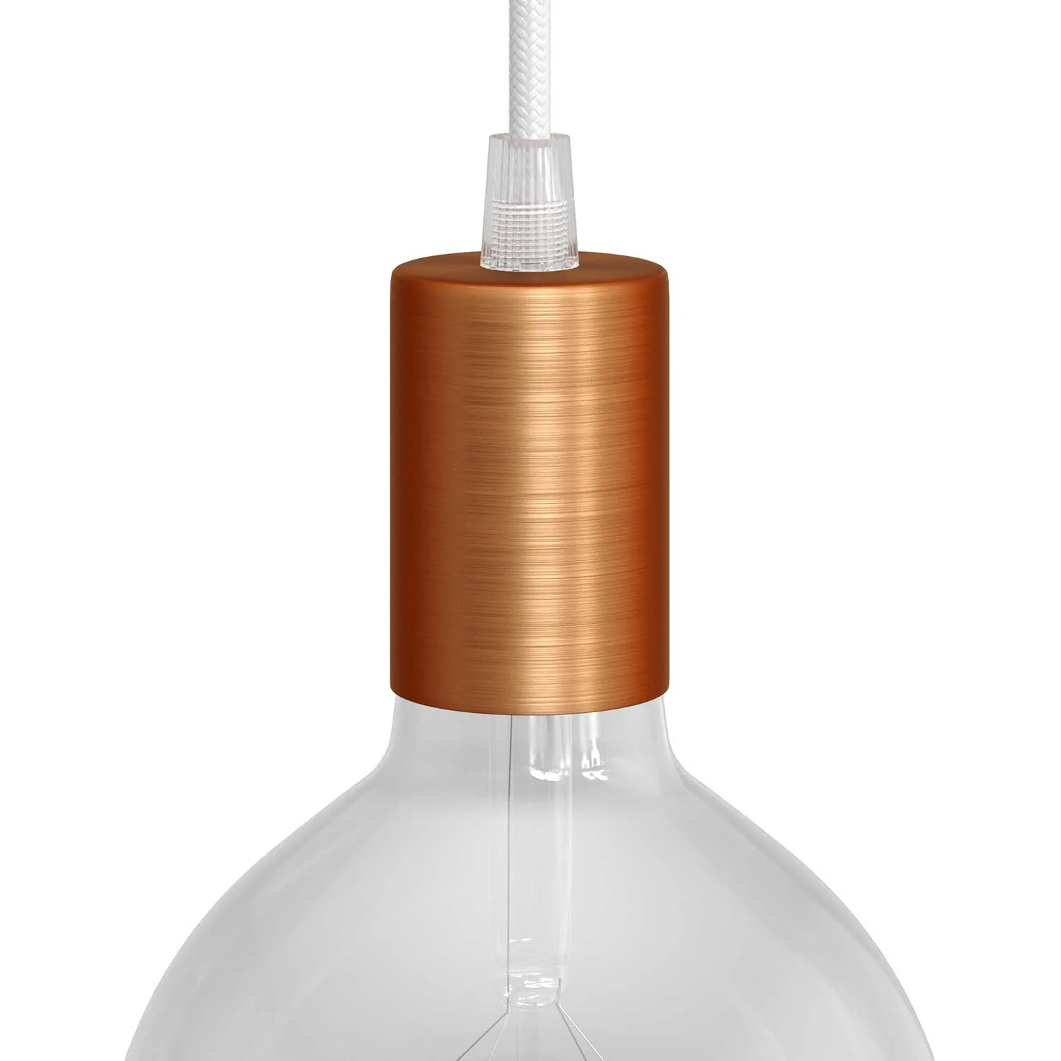 Cylindrical E27 metal lamp holder kit - Satin copper