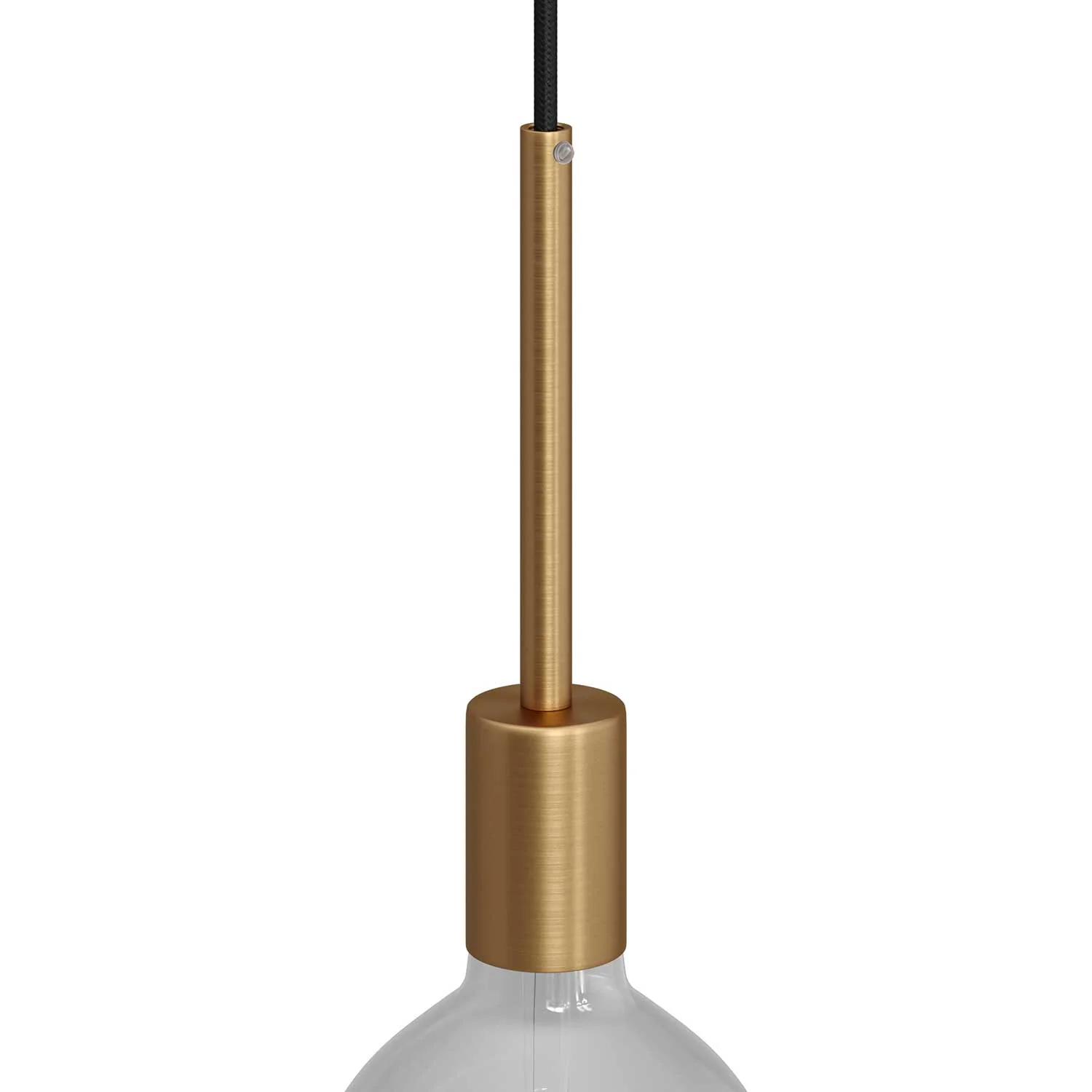 Kit E27 cylindrical metal lamp holder with 15 cm cable clamp - Satin bronze