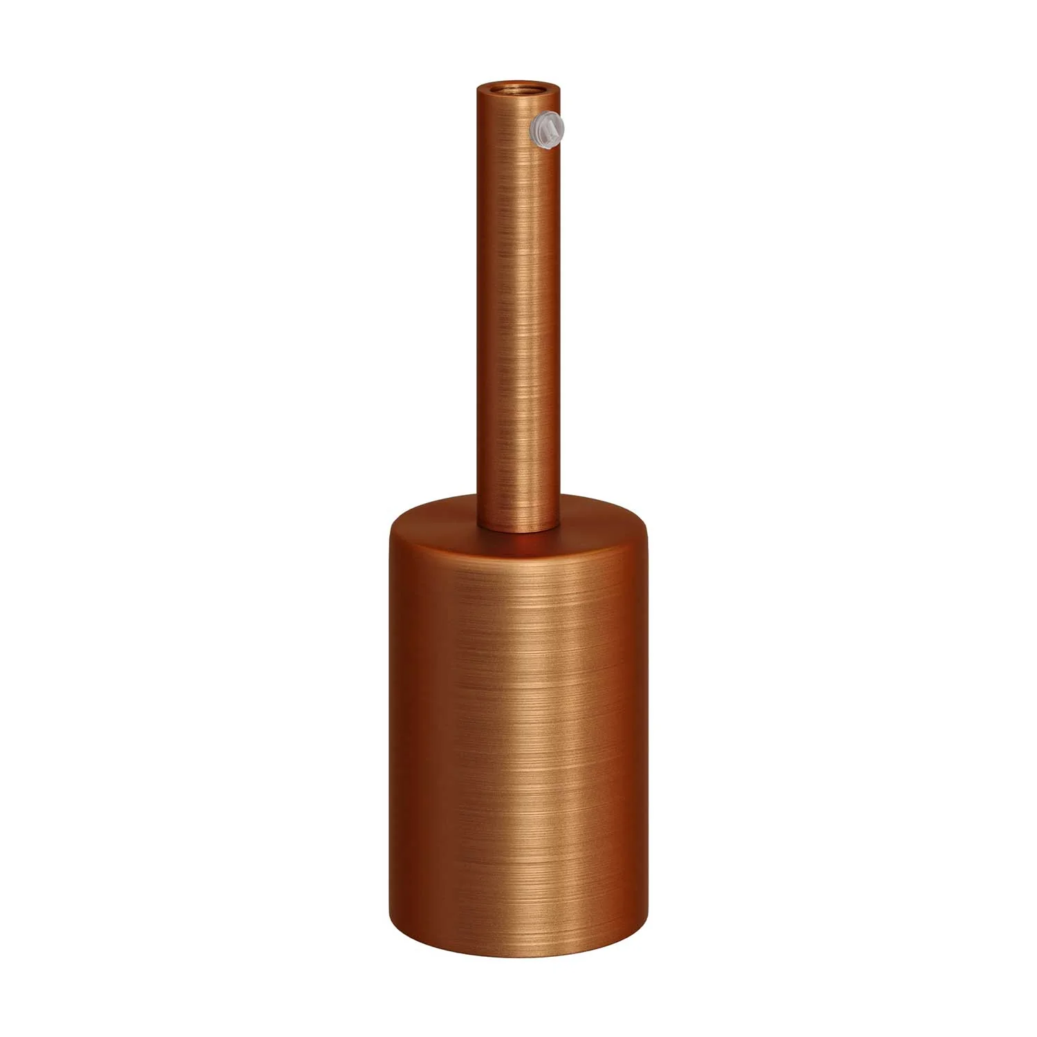 E27 cylindrical metal lamp holder kit with 7 cm cable clamp - Satin copper - Image 3