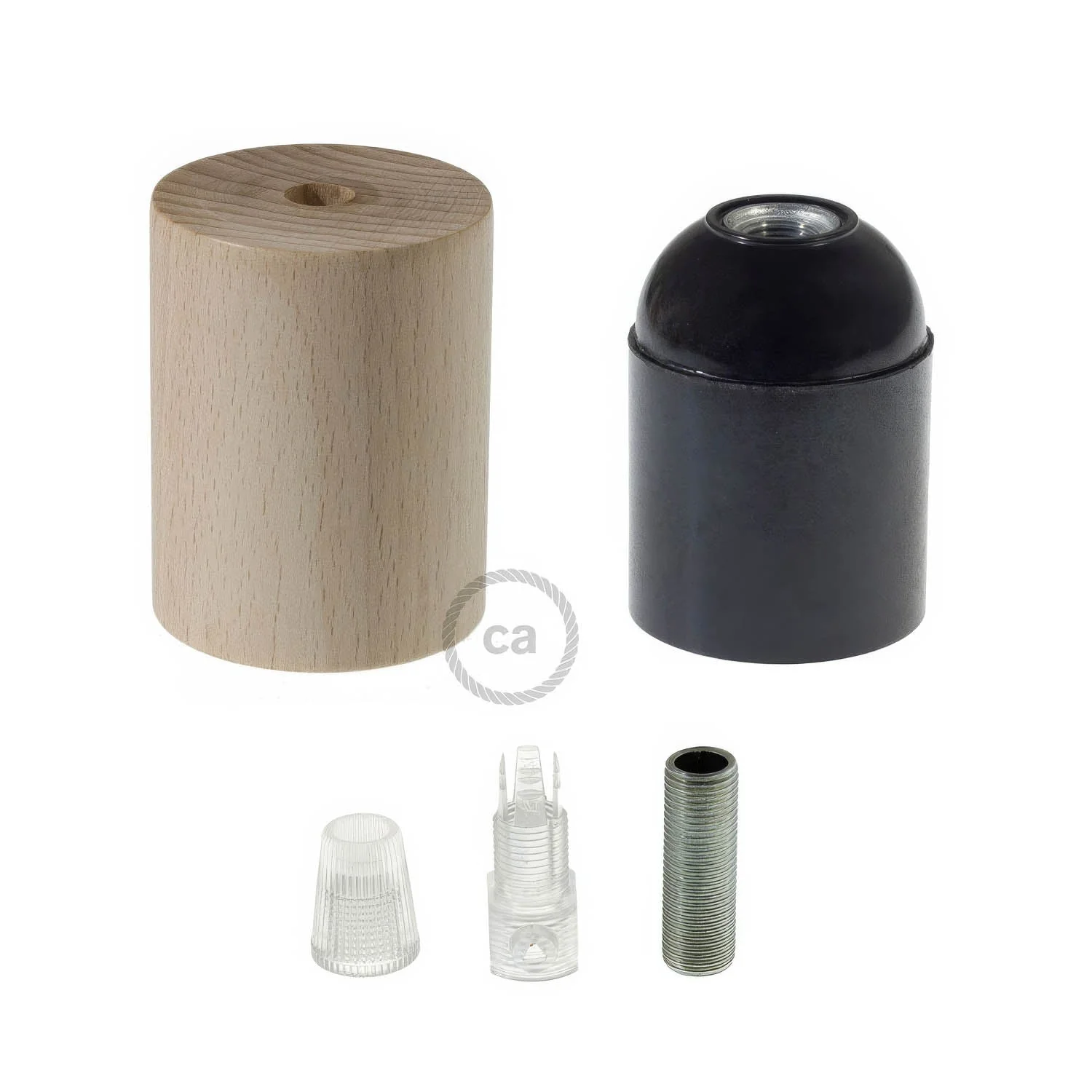 E27 lamp holder kit in wood - Neutral - Image 2