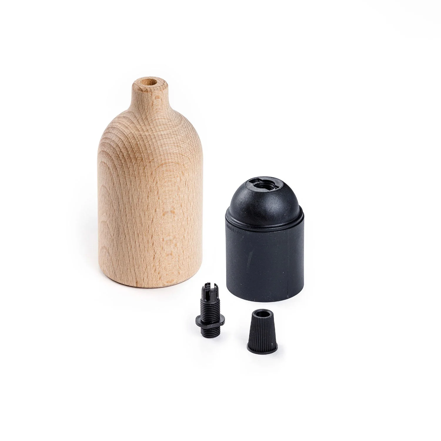 E27 lamp holder kit in wood with hidden cable clamp - Neutral - Image 2
