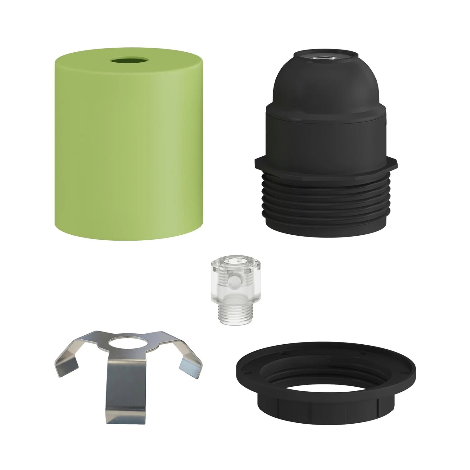 E27 semi-threaded metal lamp holder kit with hidden cable clamp - Meadow green - Image 2