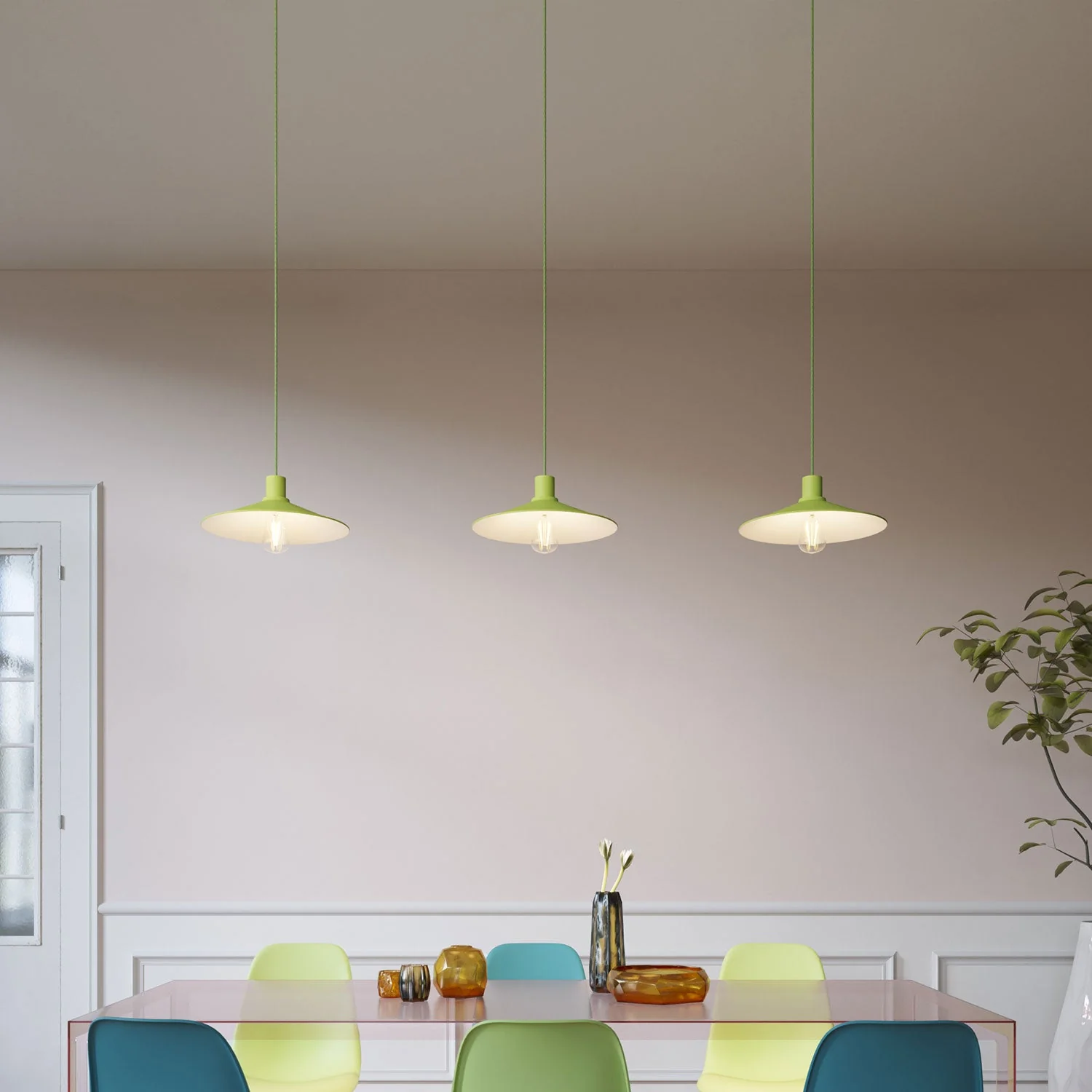 E27 semi-threaded metal lamp holder kit with hidden cable clamp - Meadow green - Image 3