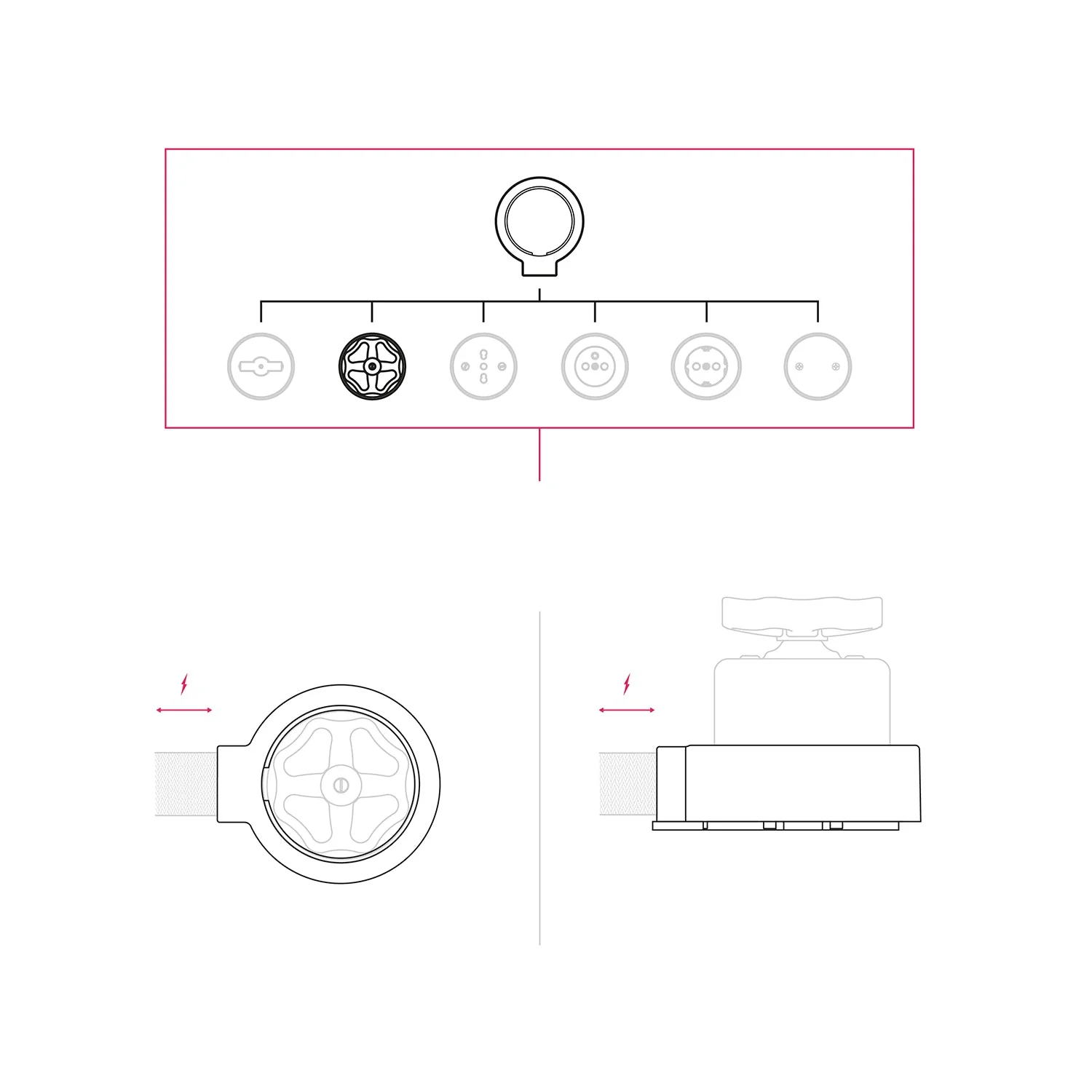 Switch/2-way switch kit with knob and base for Creative-Tubes in black porcelain - Image 7