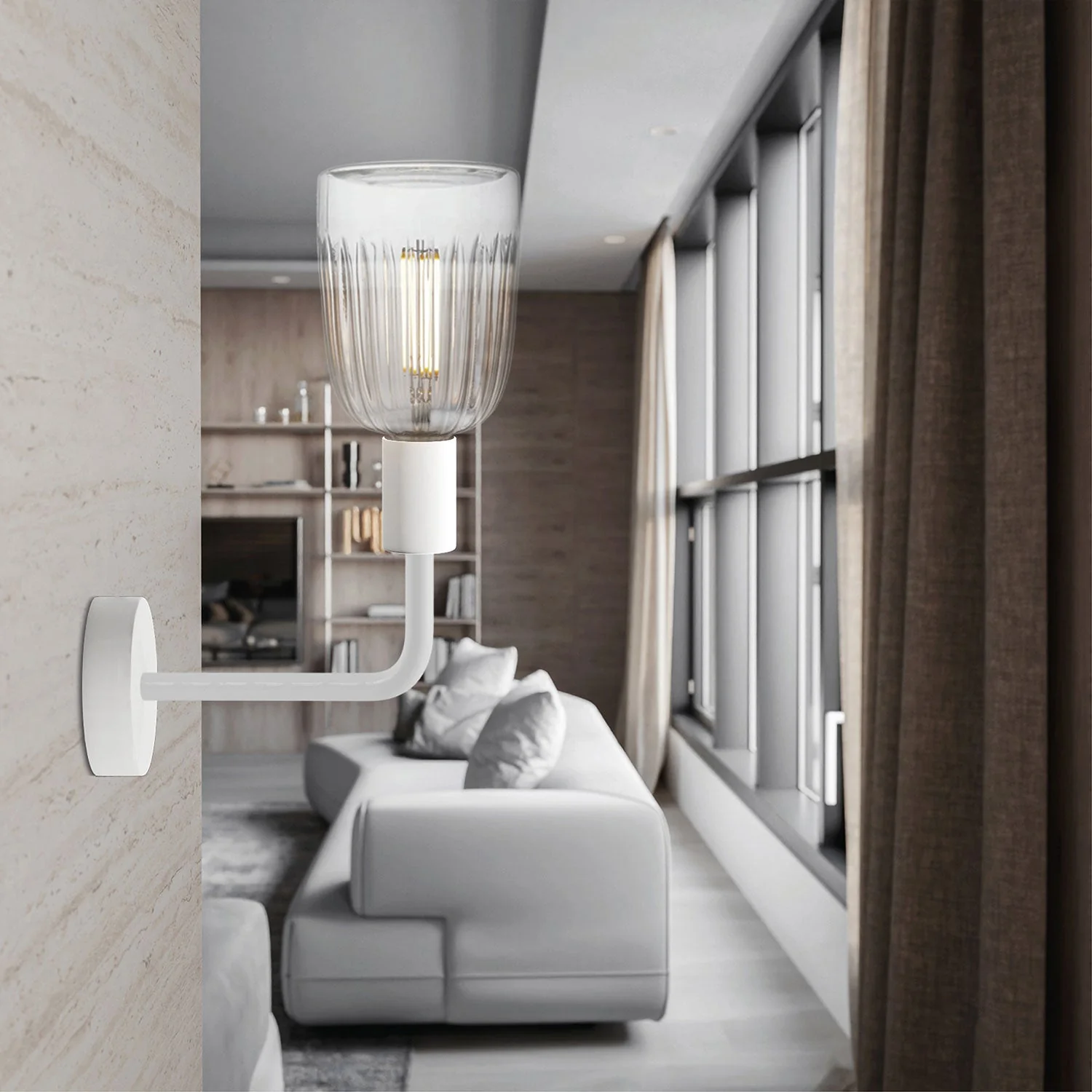 Fermaluce Elle lamp in metal with Crystal light bulb - Matt white - Image 2