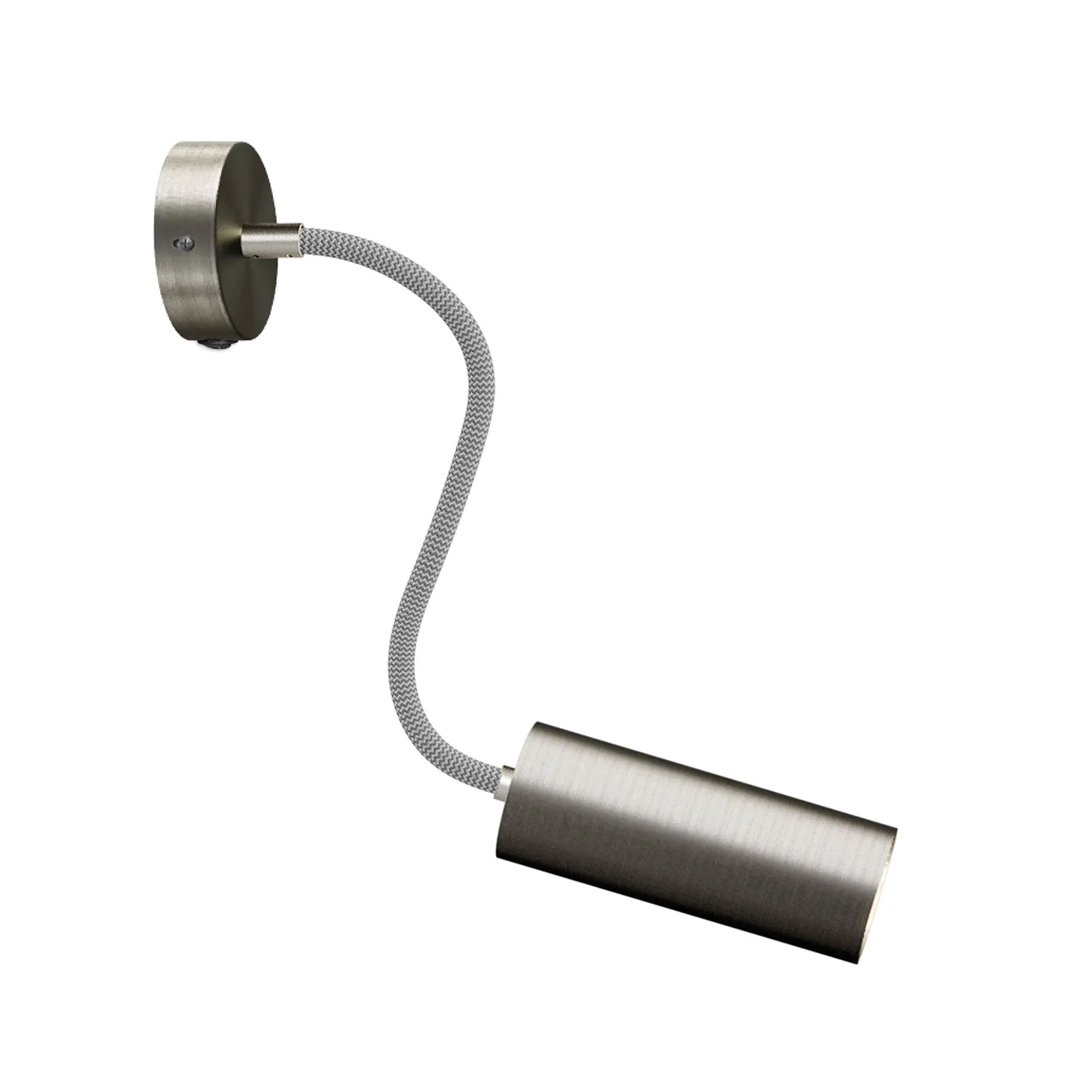 Fermaluce Flex 30 lamp with mini ceiling rose with switch and spotlight with Tub-E14 lampshade - Satin titanium