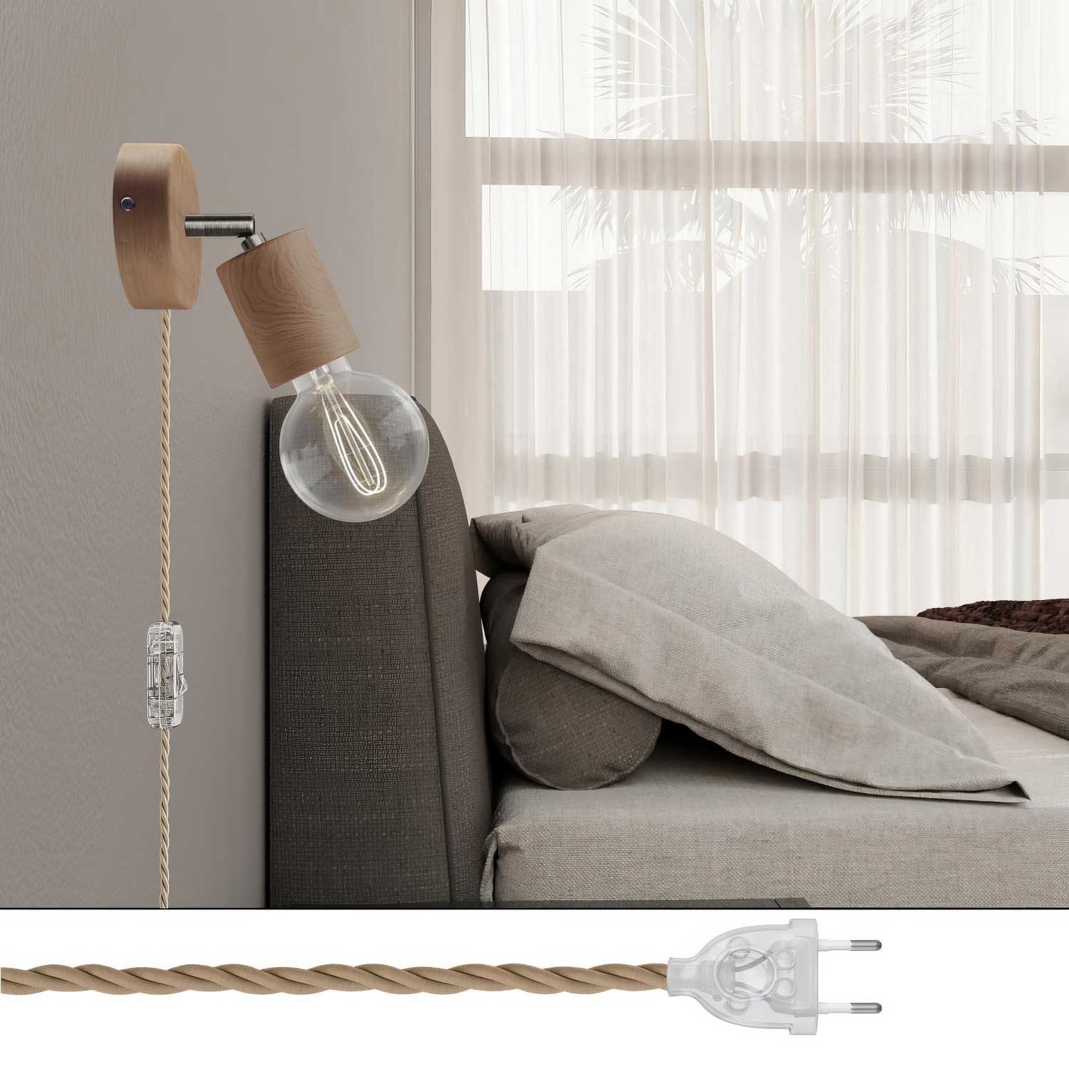 Spostaluce Swivel joint wooden lamp - Neutral - Image 2