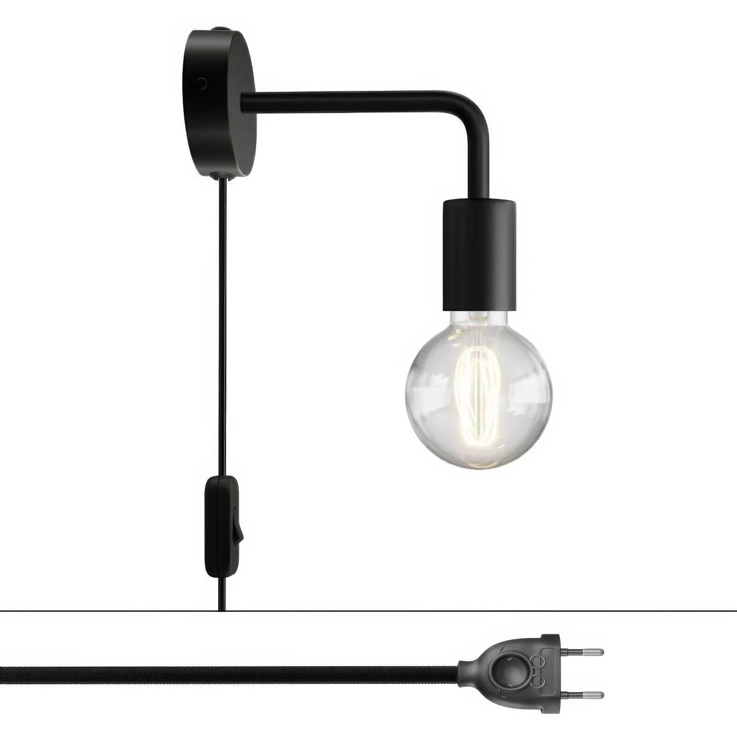 Spostaluce metal lamp with curved extension - Black