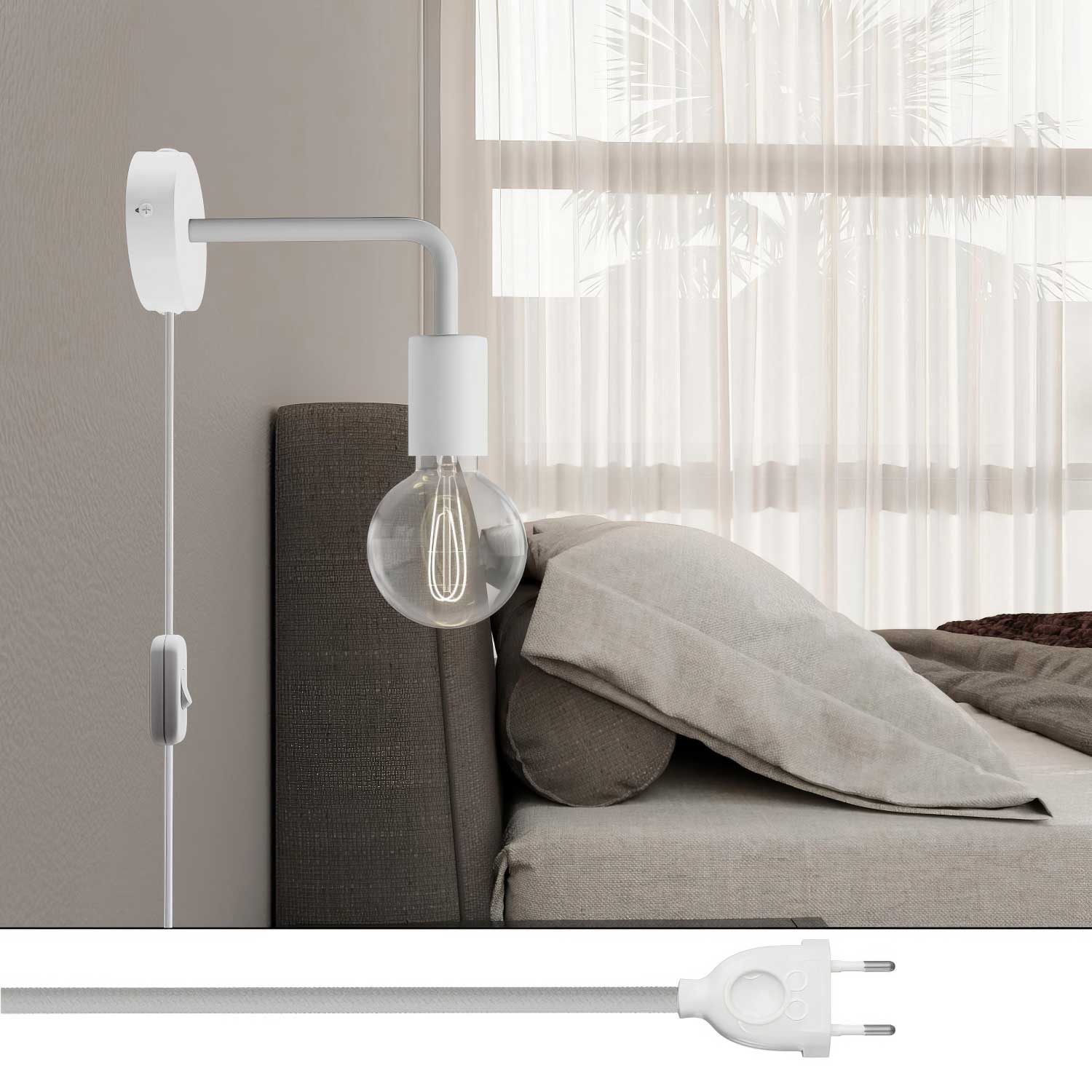 Spostaluce metal lamp with curved extension - White - Image 2