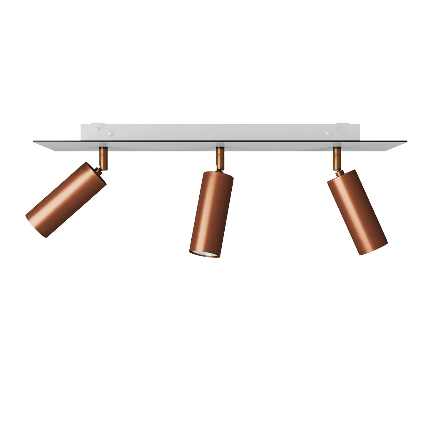 Lamp with 3 spotlights with Tub-E14 lampshade and Rose-One XXL rectangular - Brushed copper