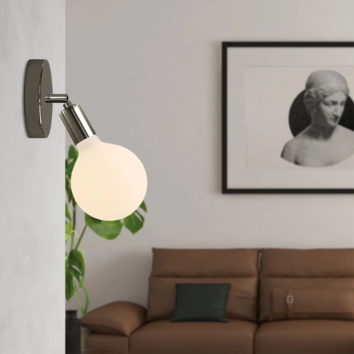 Fermaluce Snodo metal lamp with Globo Porcelain light bulb β Pearl black - Image 2