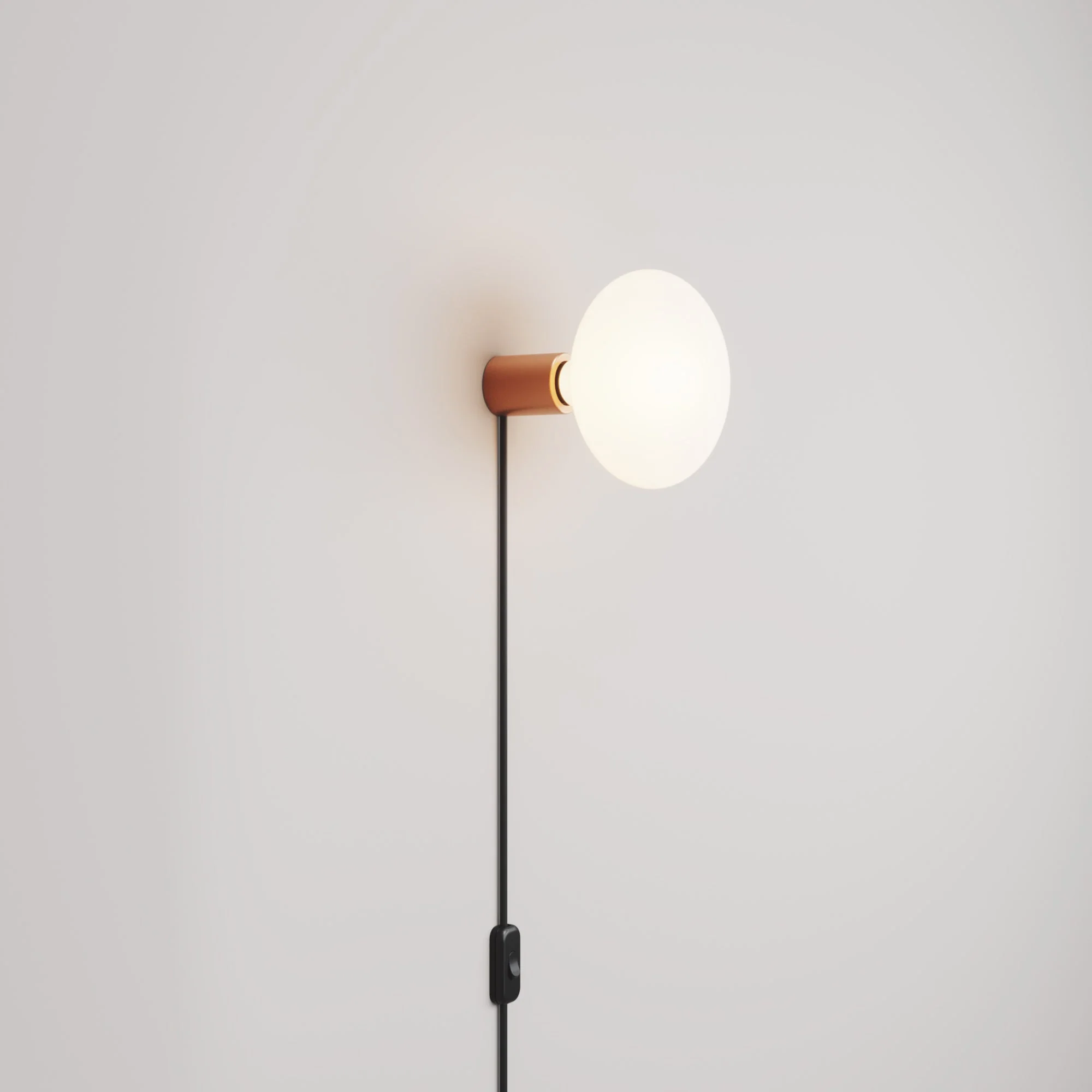 Lamp with Plug with metallic finish and Ellipse LED Light bulb porcelain effect - Satin copper
