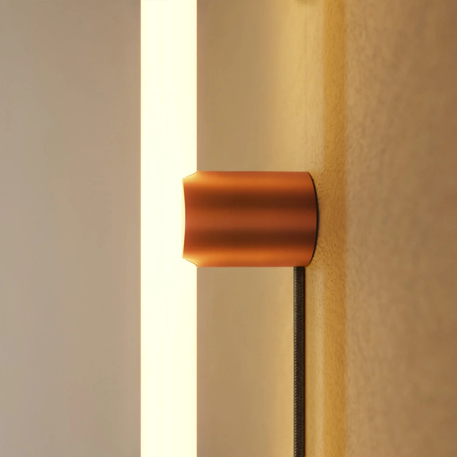 Lamp with plug with metallic finish and linear LED light bulb S14d - Satin copper - Image 3