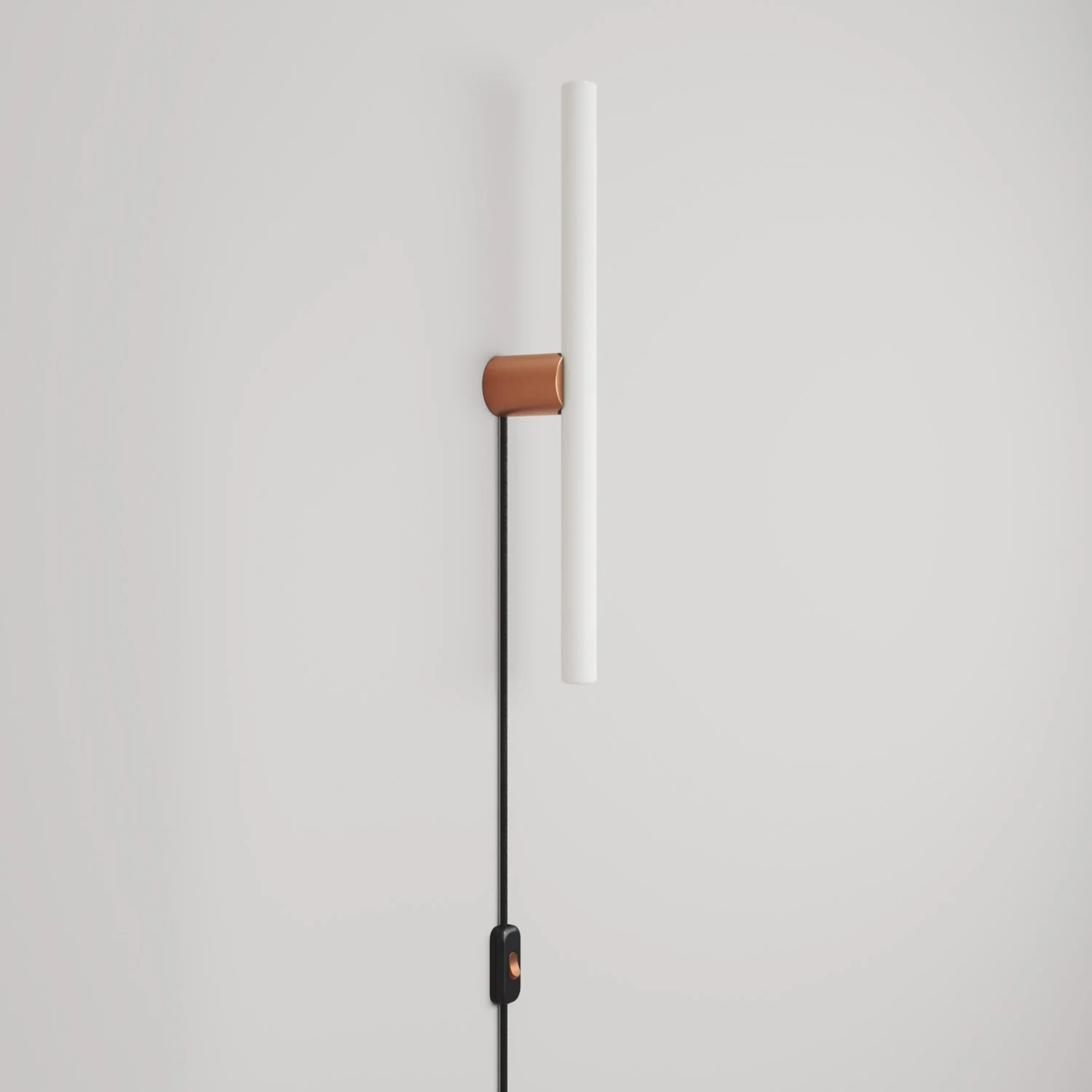 Lamp with plug with metallic finish and linear LED light bulb S14d - Satin copper - Image 4