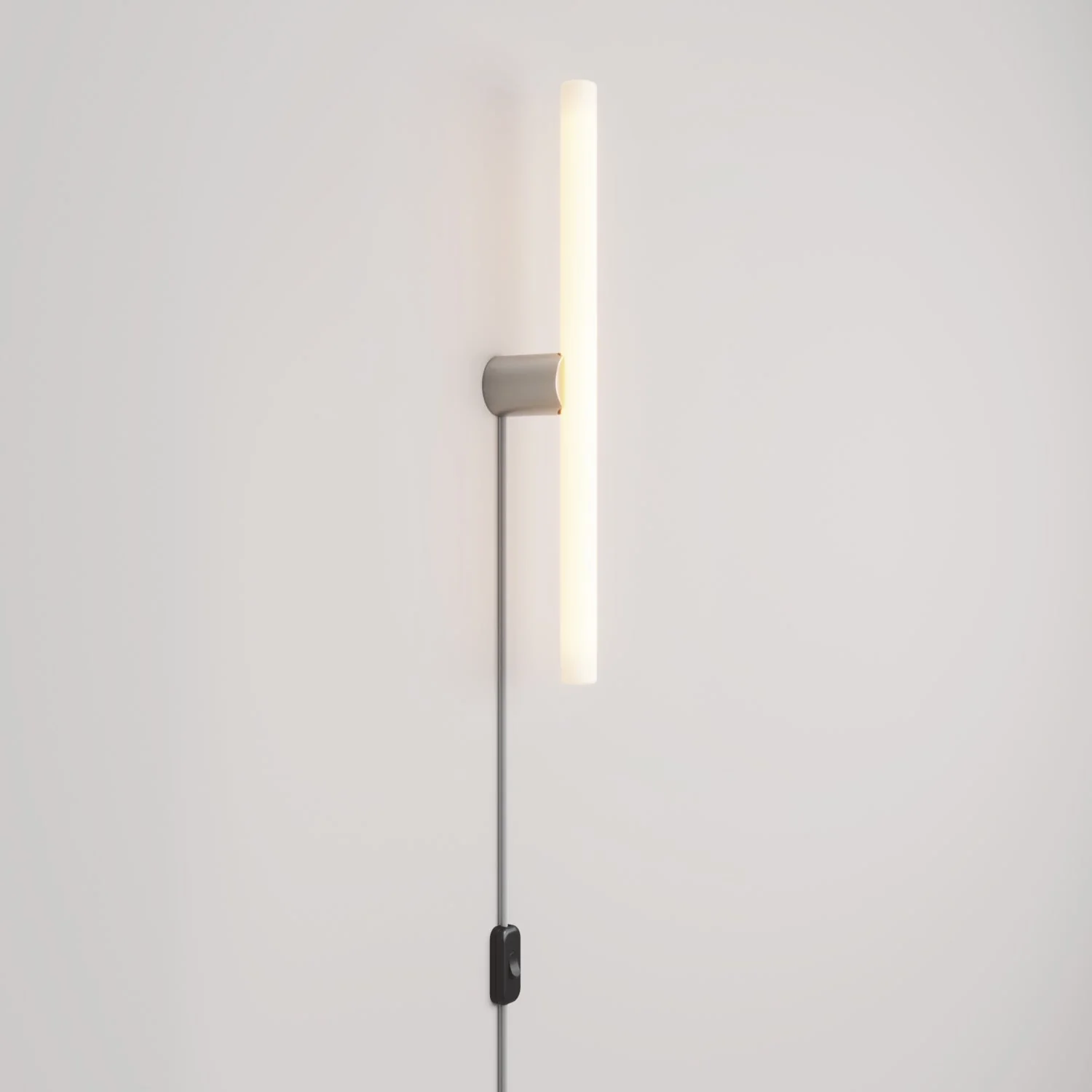 Lamp with plug, metallic finish and linear LED light bulb S14d - Satin titanium