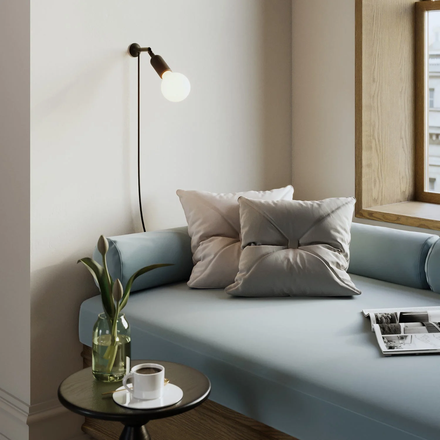 MAG-Y wall lamp with joint, silicone lamp holder with switch and UK plug - Black - Image 2