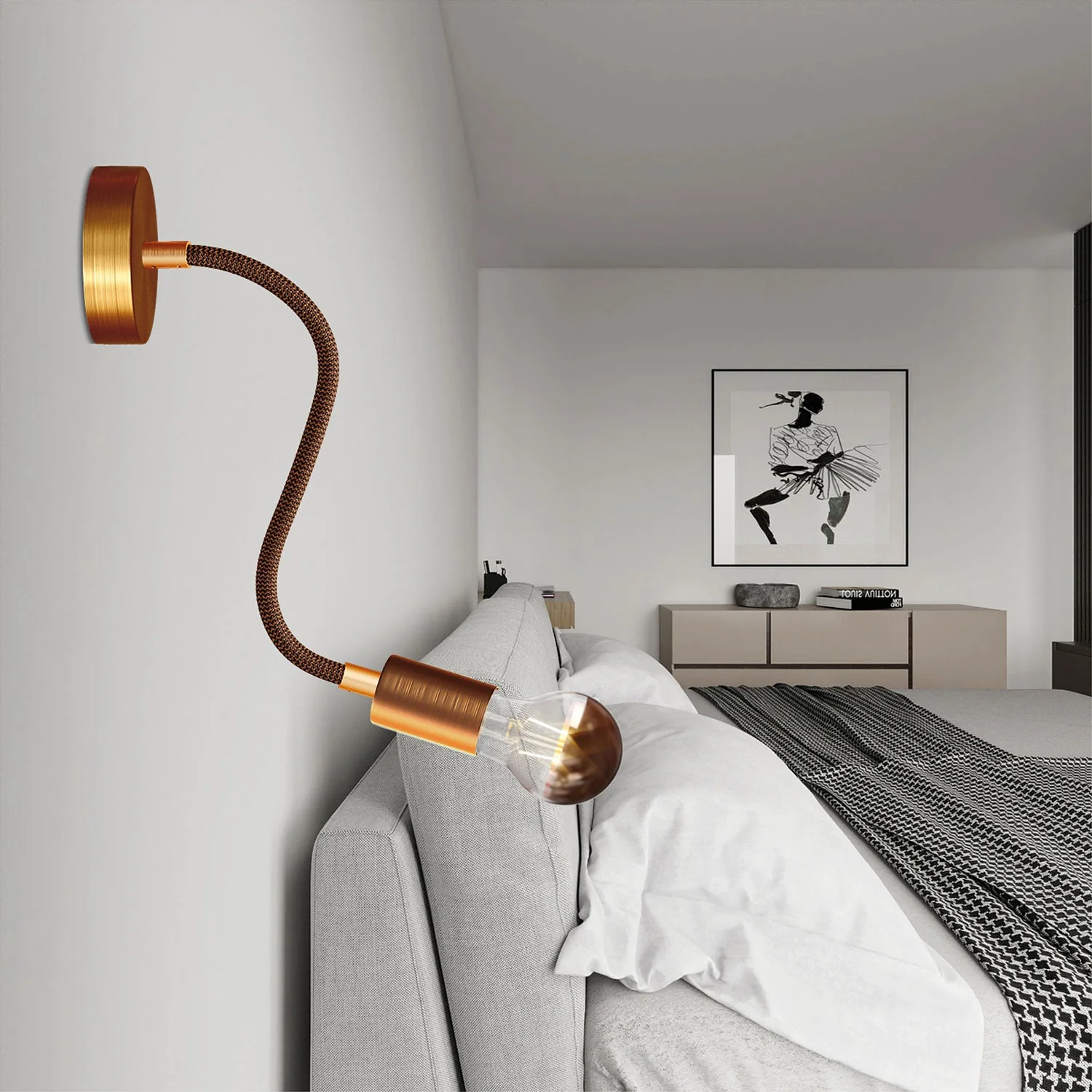 Flex 30 lamp with Drop light bulb - Satin copper - Image 2