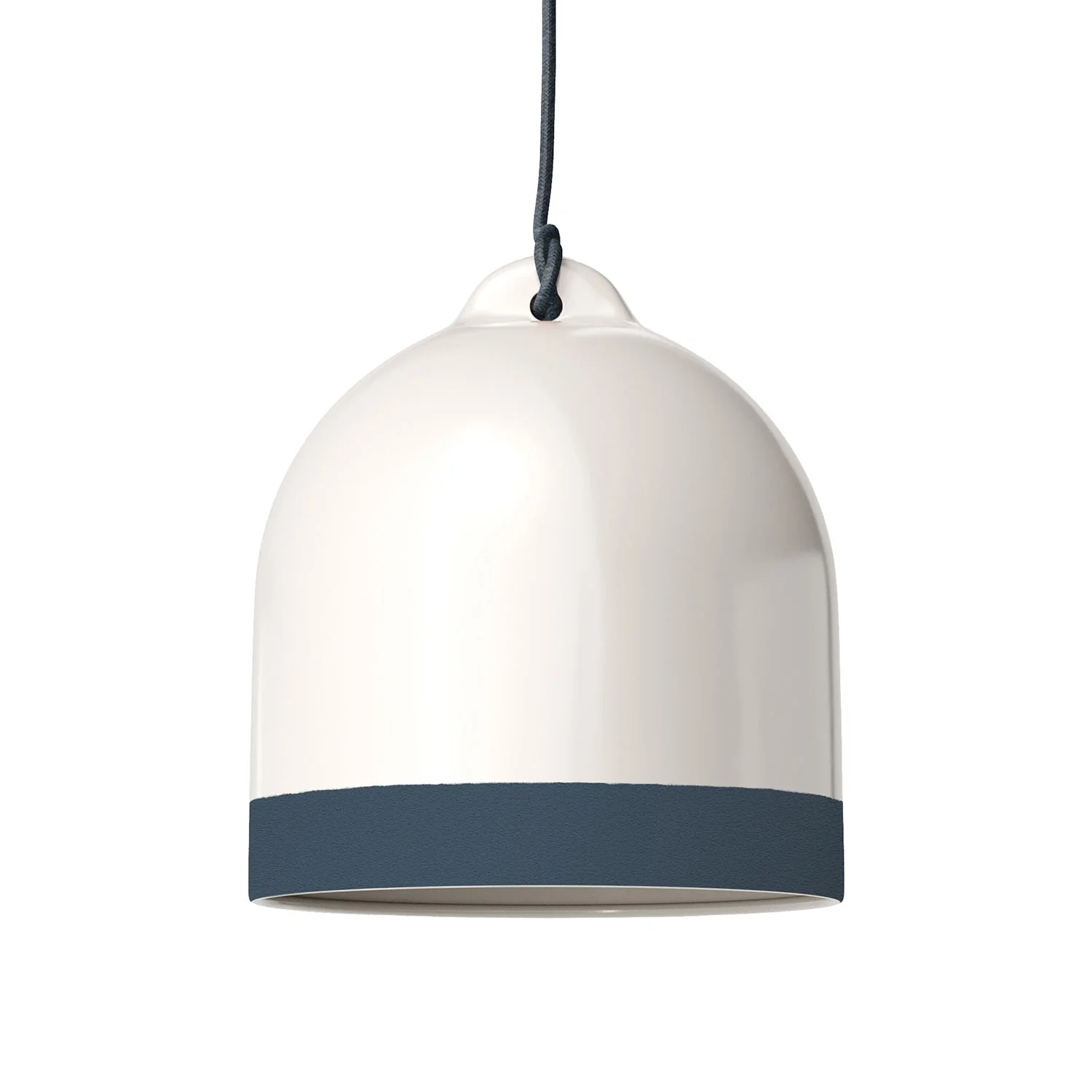 Campana M bicolour ceramic lampshade in White and Petrol Blue, Materia collection - Made in Italy