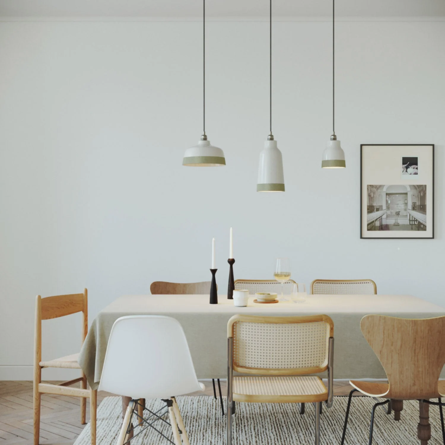 Coppa bicolour ceramic lampshade in White and Sage Green, Materia collection - Made in Italy - Image 3