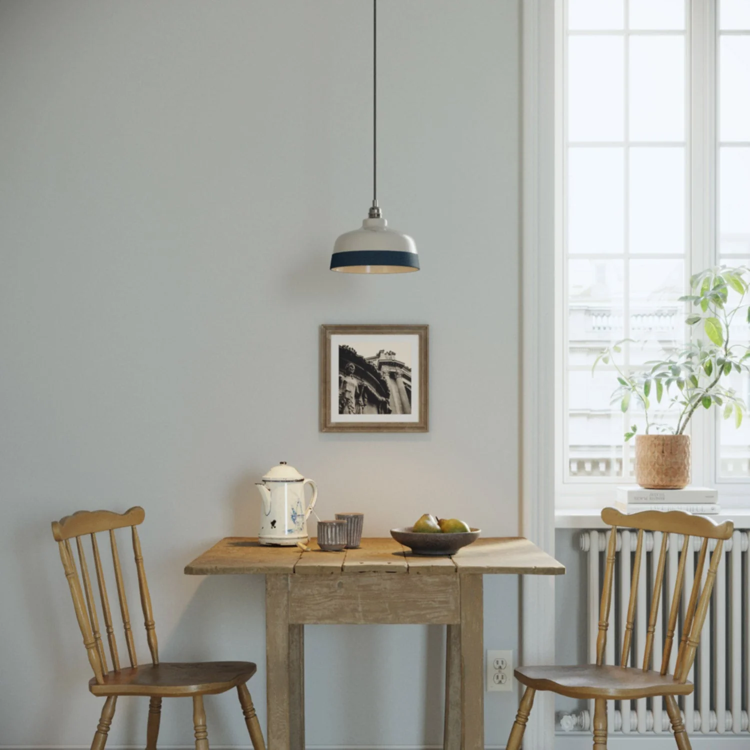 Two-tone Coppa ceramic lampshade in White and Petrol Blue, Materia collection - Made in Italy - Image 2
