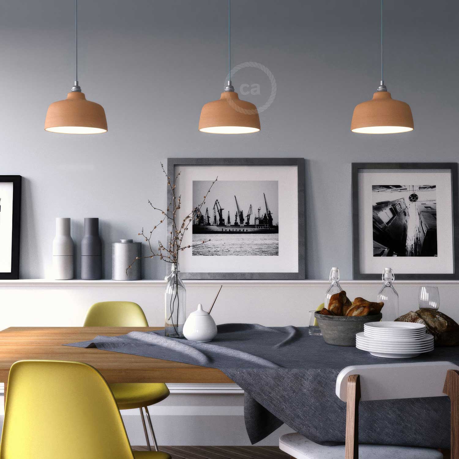 Cup ceramic Lampshade, Materia collection - Made in Italy - Striated terracotta - Image 2