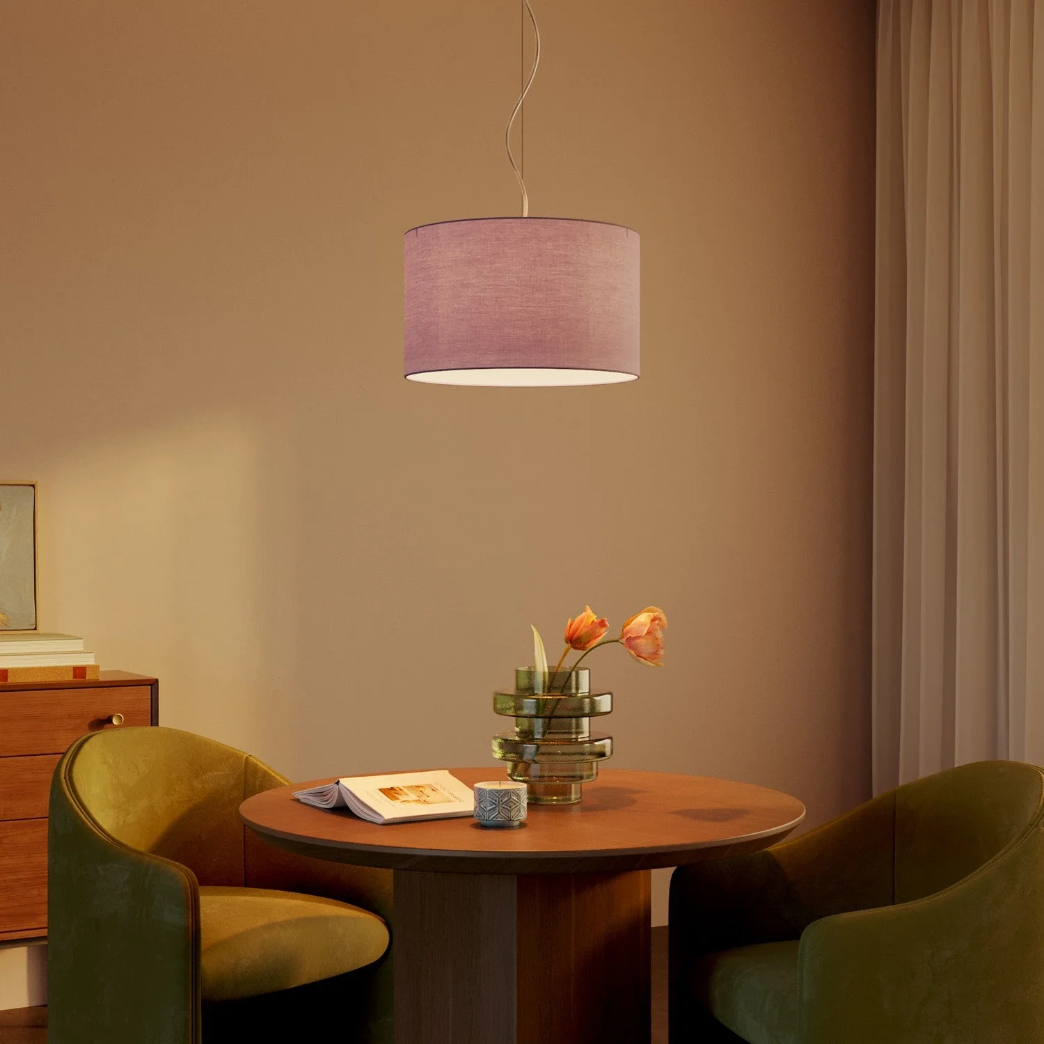 Cilindro L Lampshade in fabric with E27 fitting - Made in Italy - Teletta Lilac - Image 2