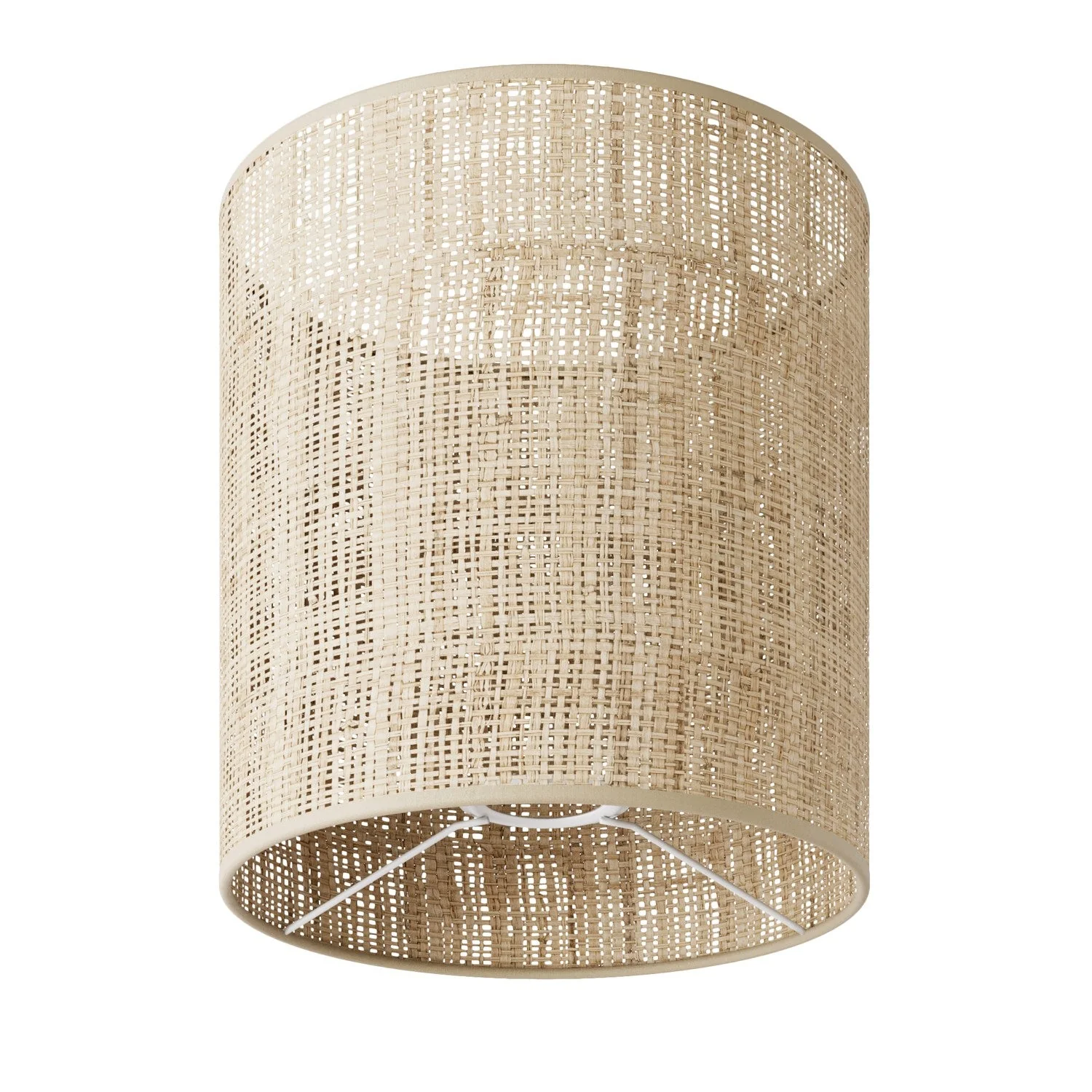 Cylinder Lampshade M in fabric with E27 fitting - Made in Italy - Raphia