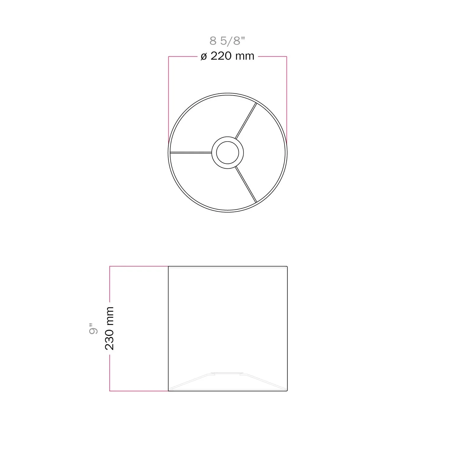 Cylinder Lampshade M in fabric with E27 fitting - Made in Italy - Anthracite Canvas - Image 6