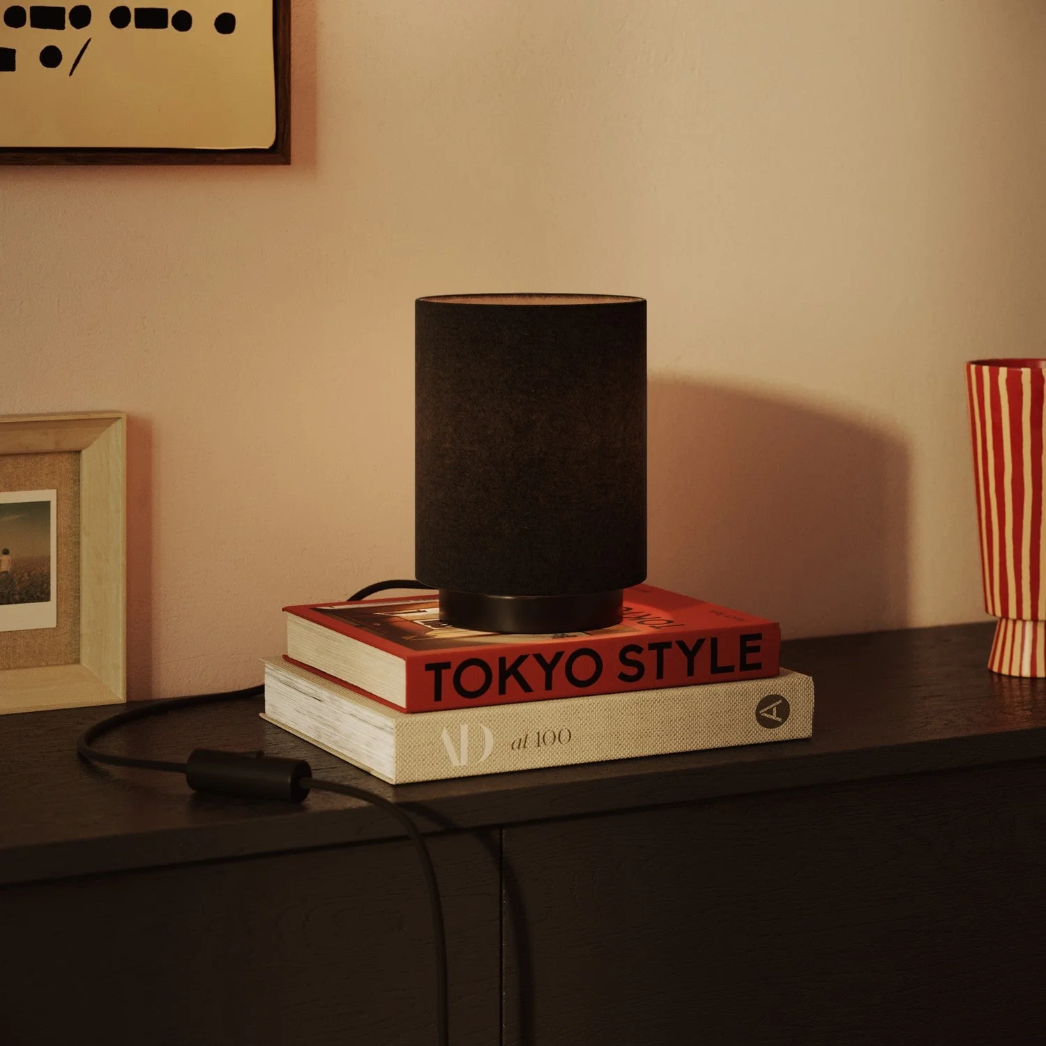 Cylinder Lampshade S in fabric with E27 fitting - Made in Italy - Dark Gray Wool - Image 2