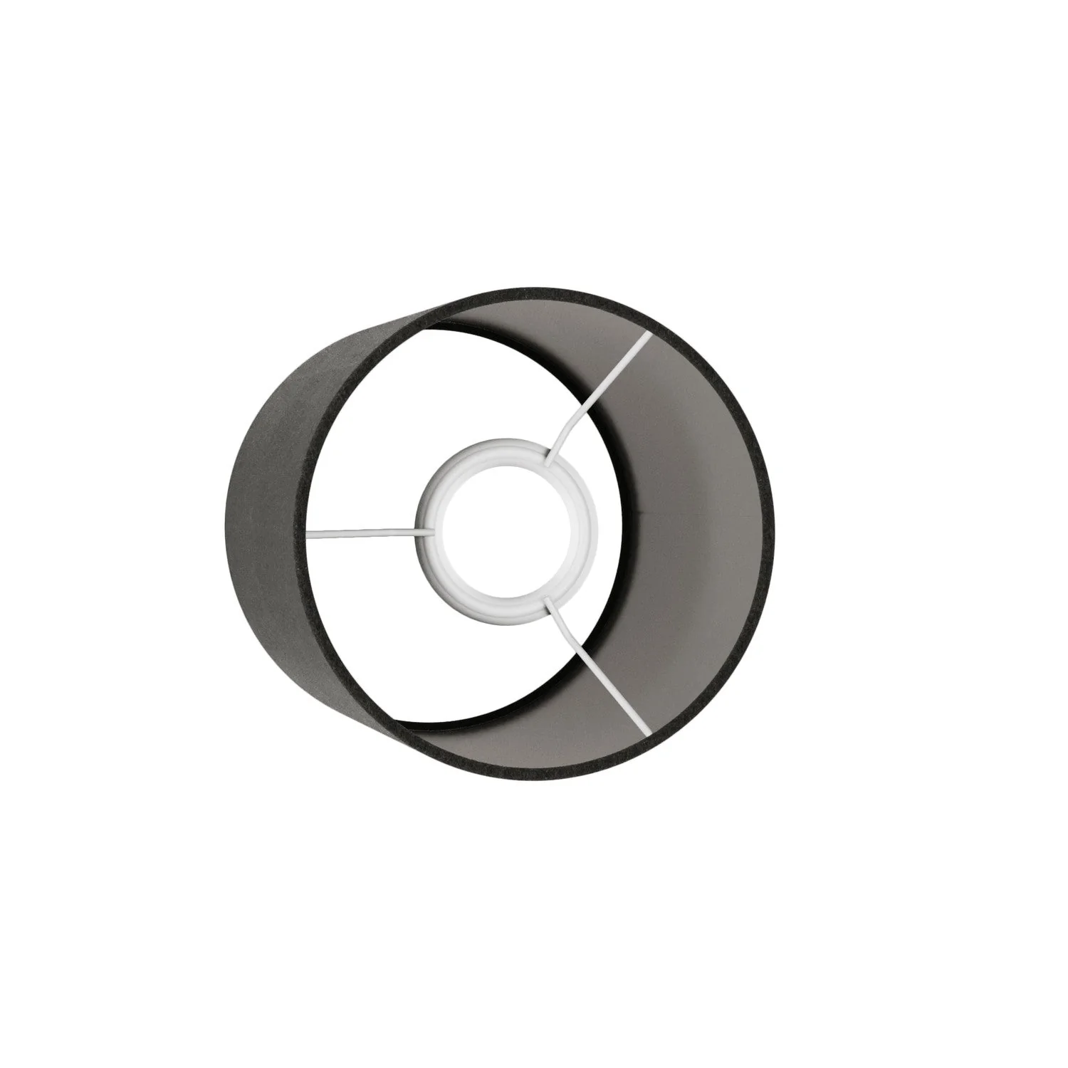 Cylinder Lampshade S in fabric with E27 fitting - Made in Italy - Dark Gray Wool - Image 3