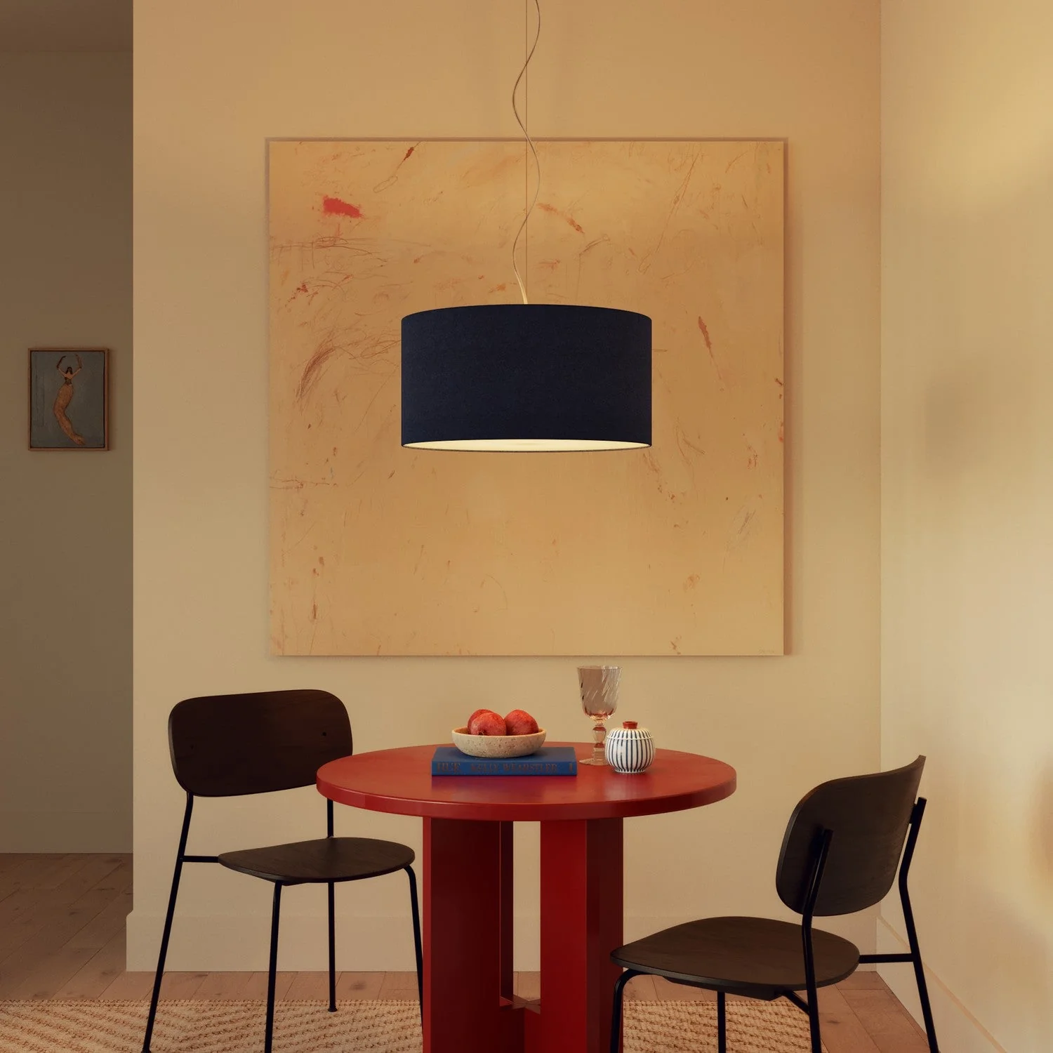Lampshade Cylinder XL in fabric with E27 fitting - Made in Italy - Lana Blue - Image 2