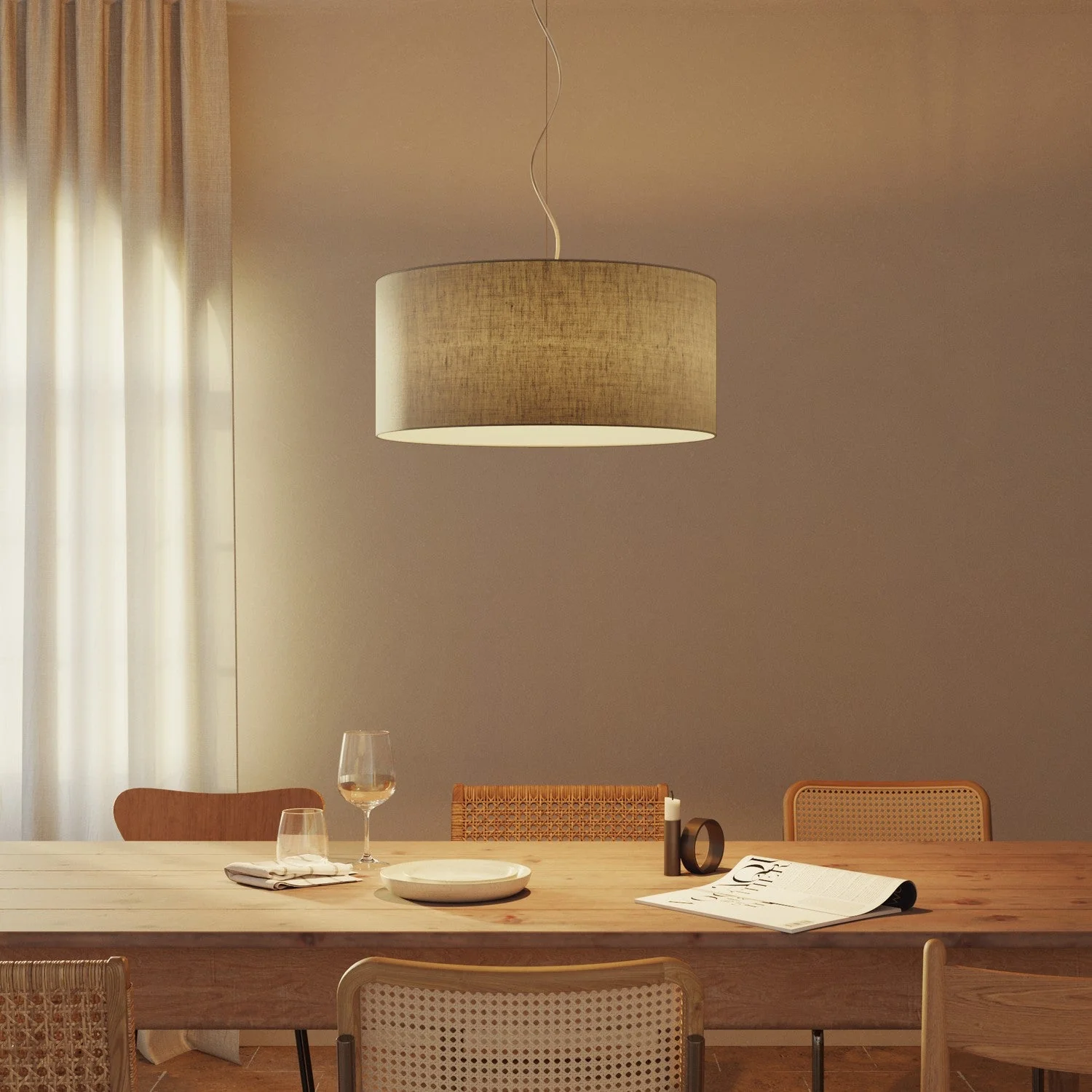Cilindro XXL Lampshade in fabric with E27 fitting - Made in Italy - Camelot Gray - Image 2