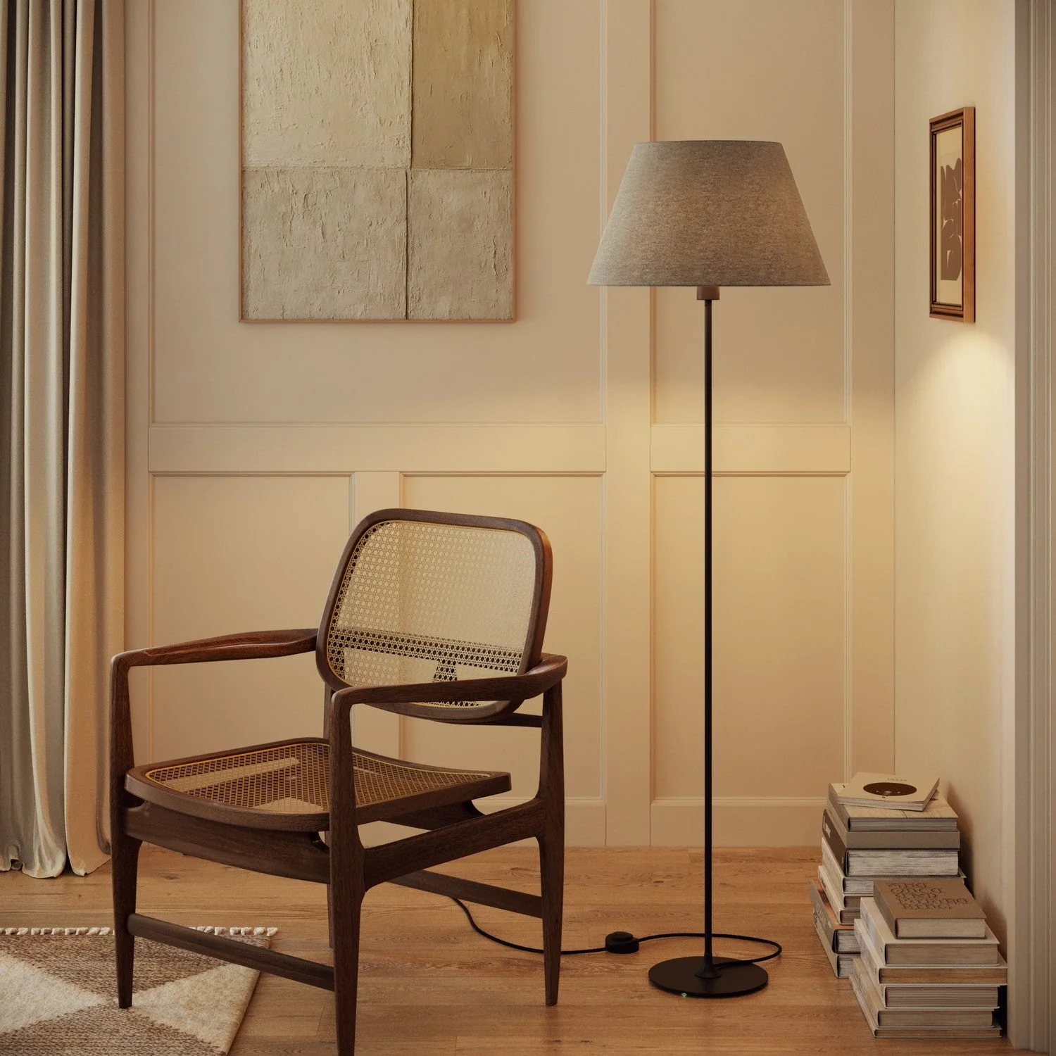 Lampshade Impero L for table lamp or wall sconce with E27 fitting - Made in Italy - Light Grey Wool - Image 2