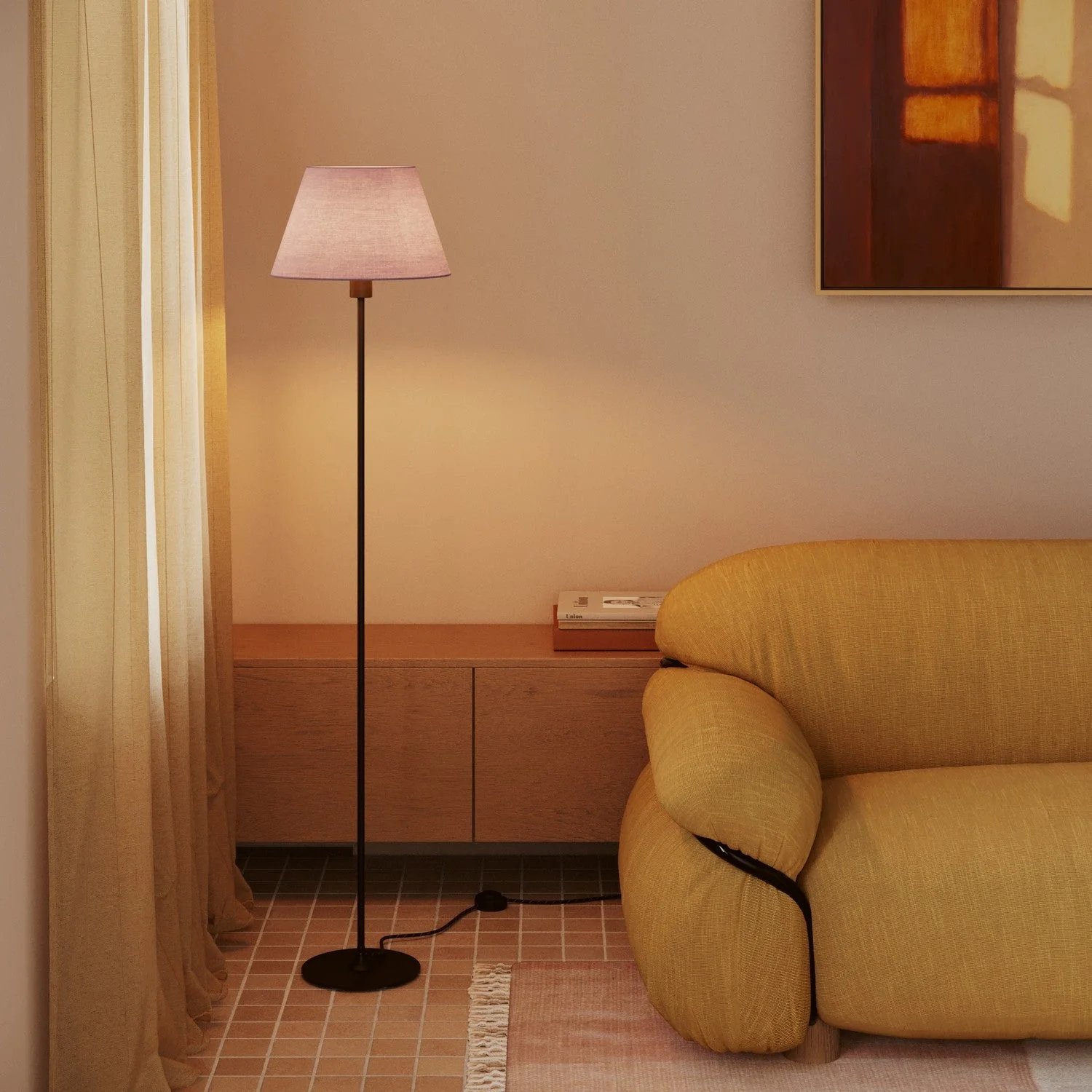 Impero M Lampshade in fabric for floor lamp with E27 socket - Made in Italy - Lilac Teletta - Image 2