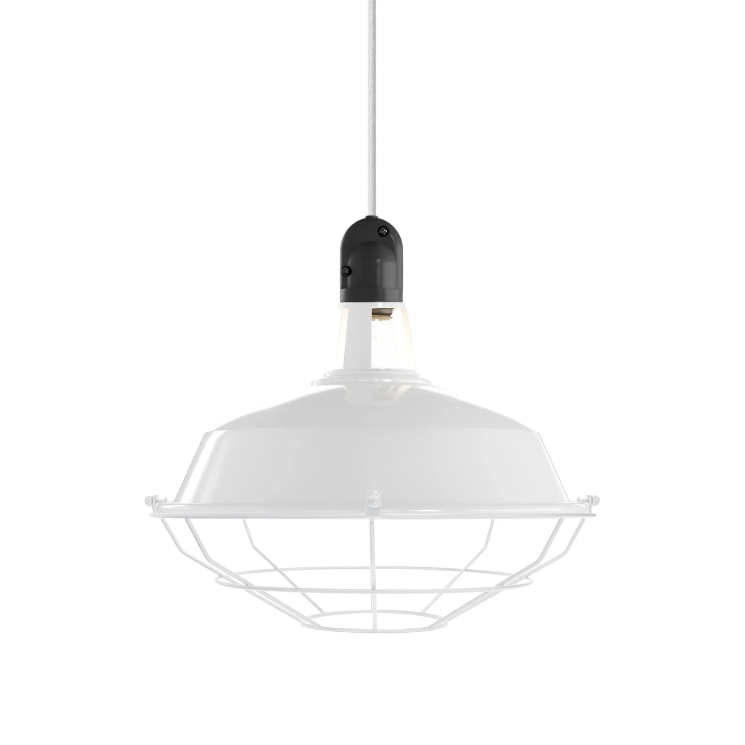 Harbour lampshade with metal cage - White