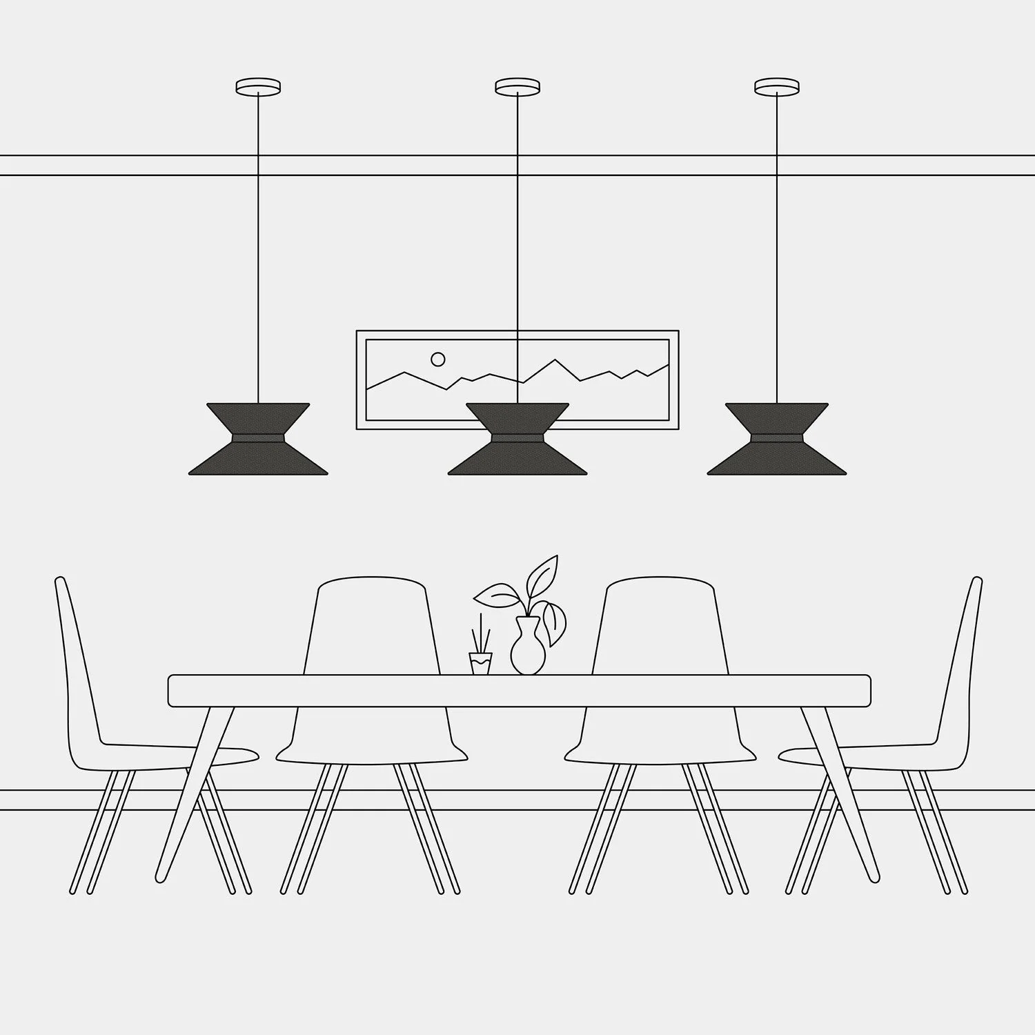 Clessidra Lampshade in fabric for pendant lamp - Dark Gray Wool - Image 15