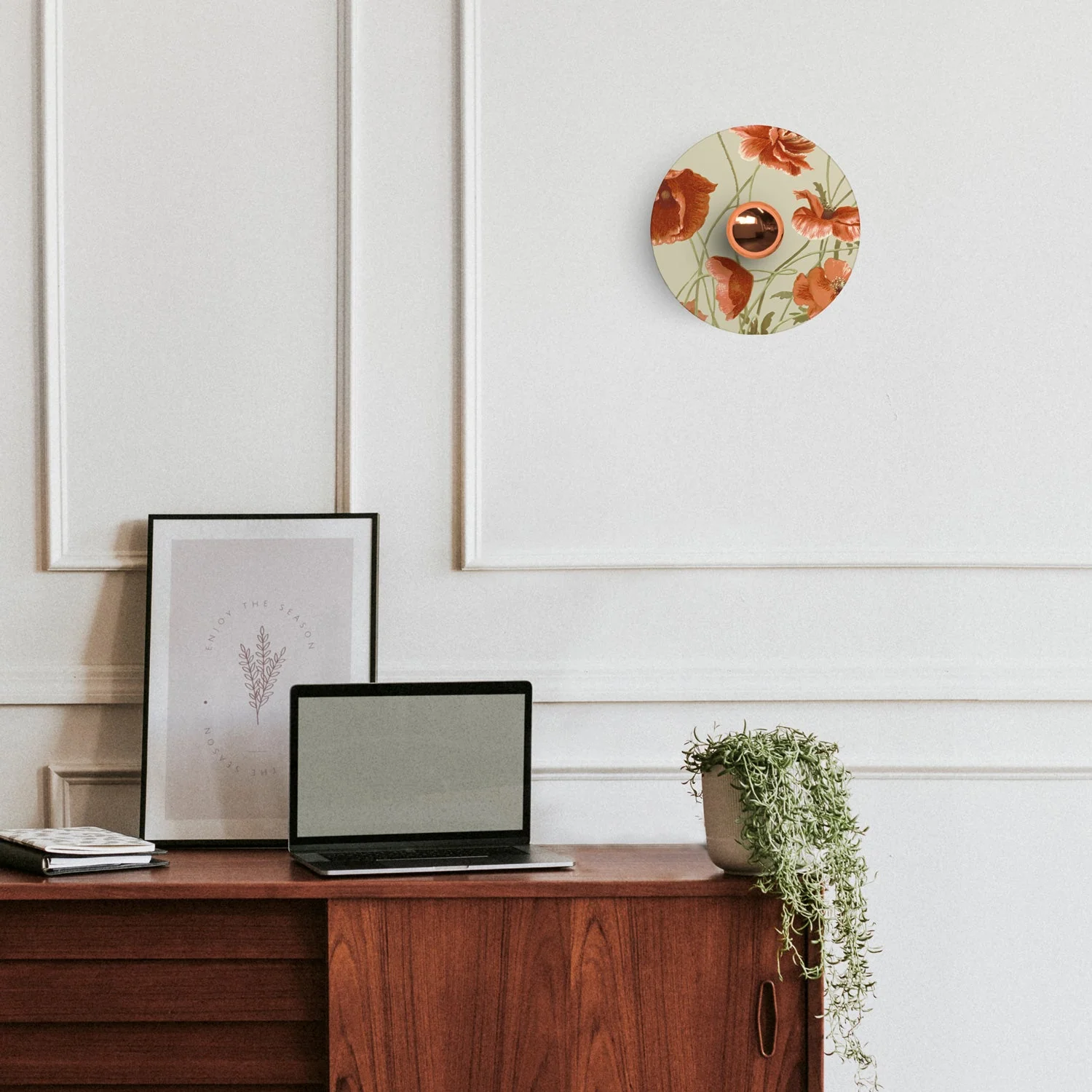 Mini flat Ellepì lampshade with floral designs 'Blossom Haven' Botanical Poppy, diameter 24 cm - Made in Italy - Image 2